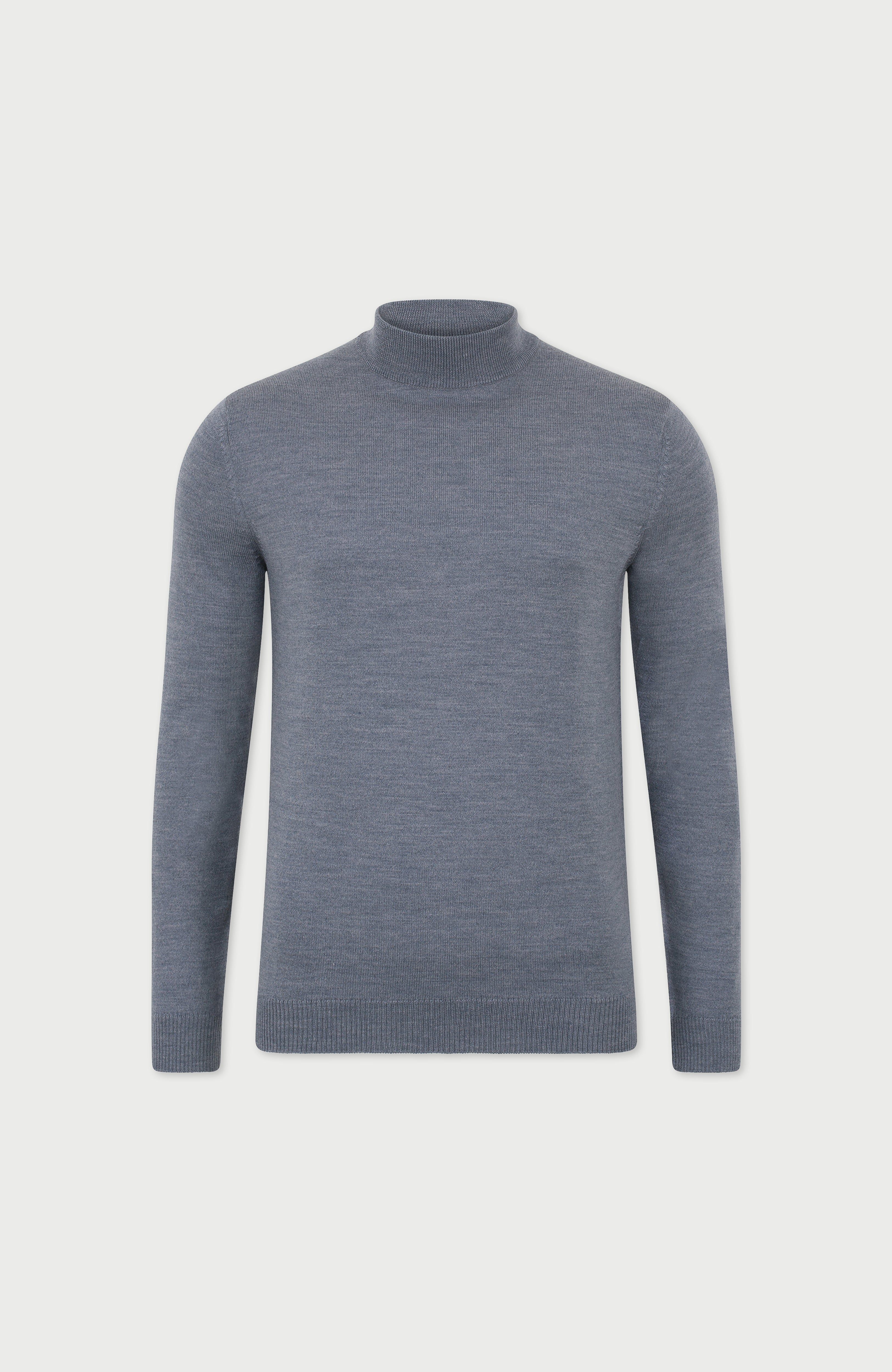 Mens Extra Fine Merino Wool Mock Turtleneck Jumper