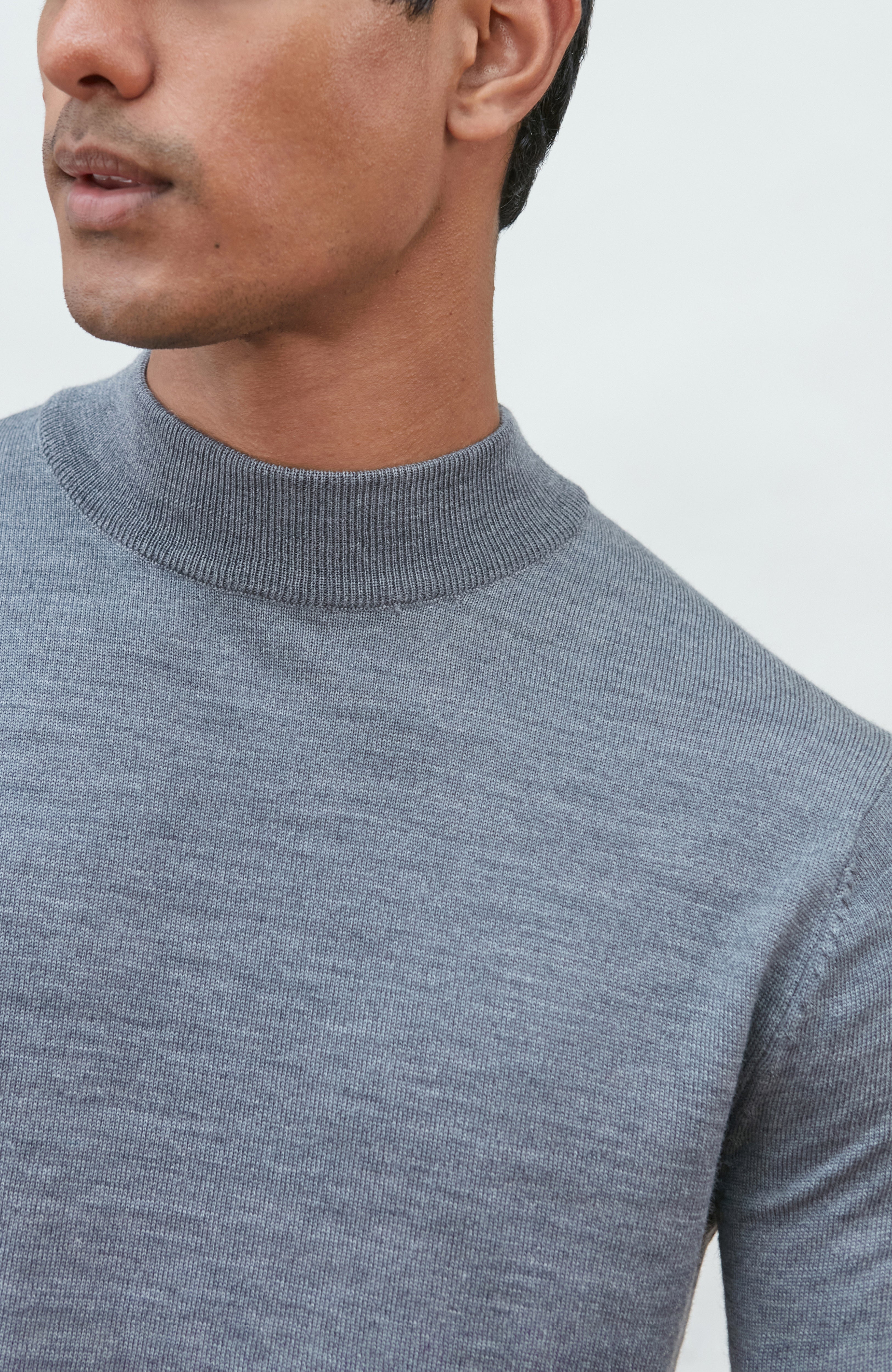 Mens Extra Fine Merino Wool Mock Turtleneck Jumper