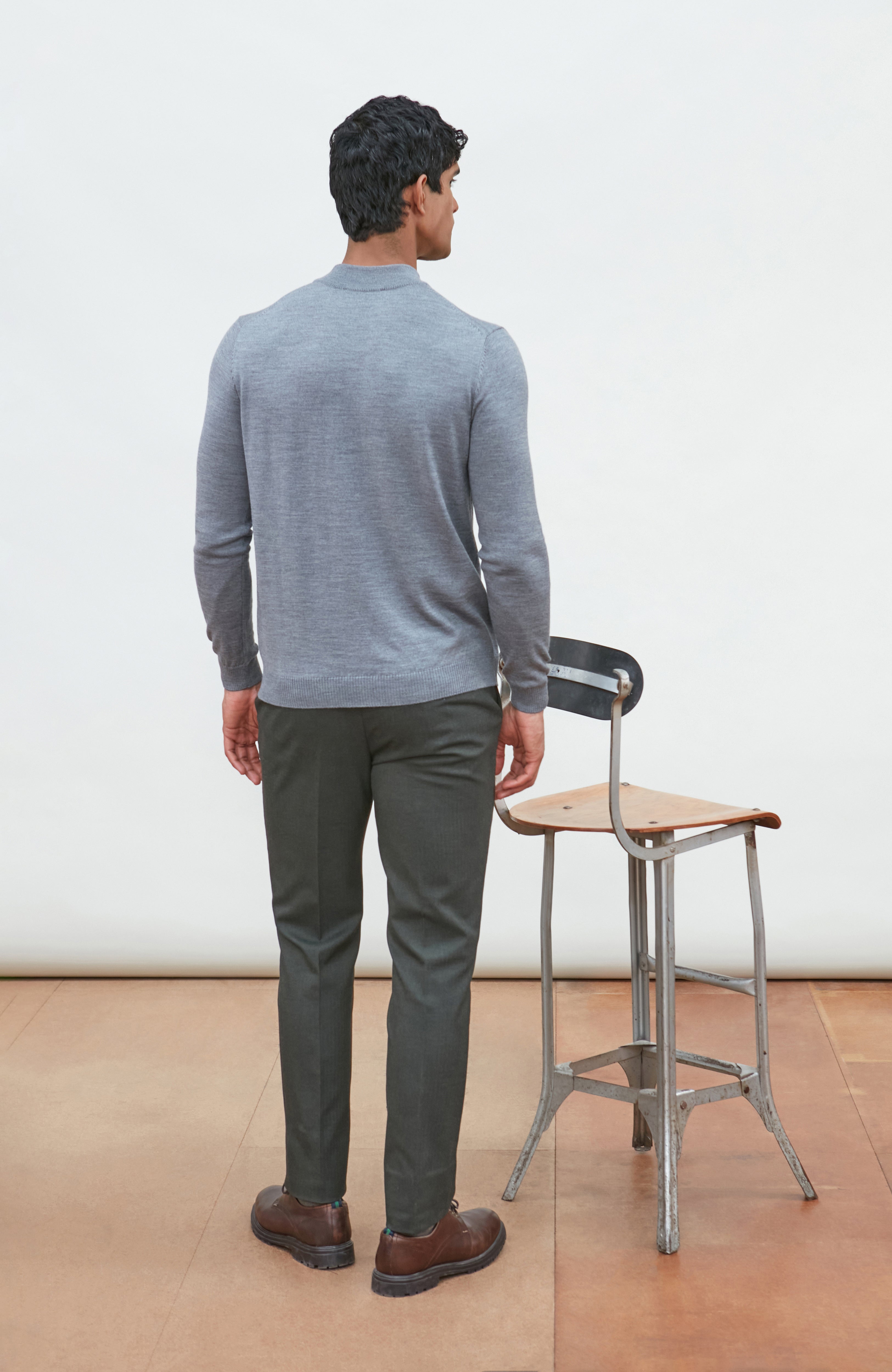 Mens Extra Fine Merino Wool Mock Turtleneck Jumper