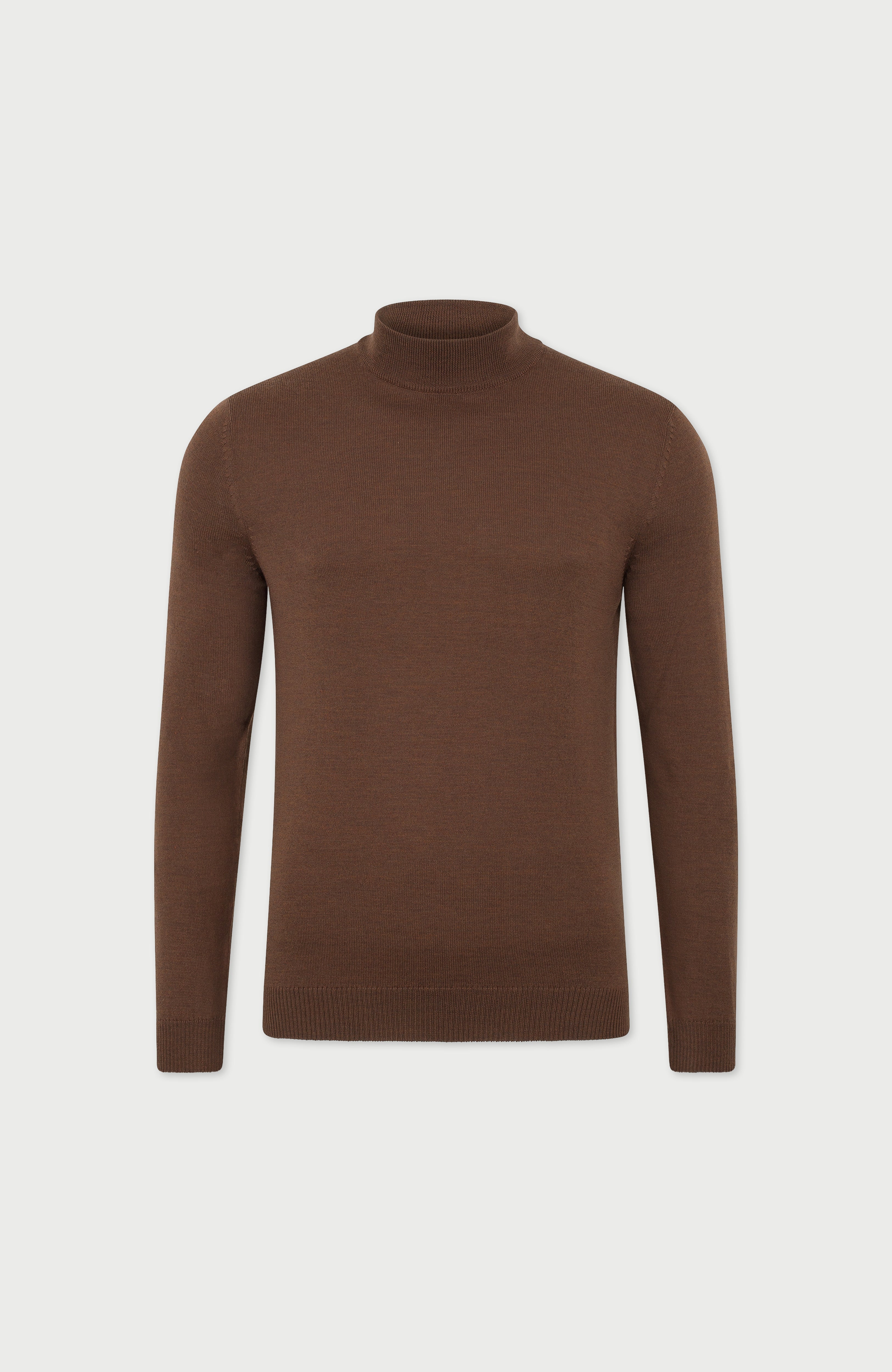 Mens Extra Fine Merino Wool Mock Turtleneck Jumper