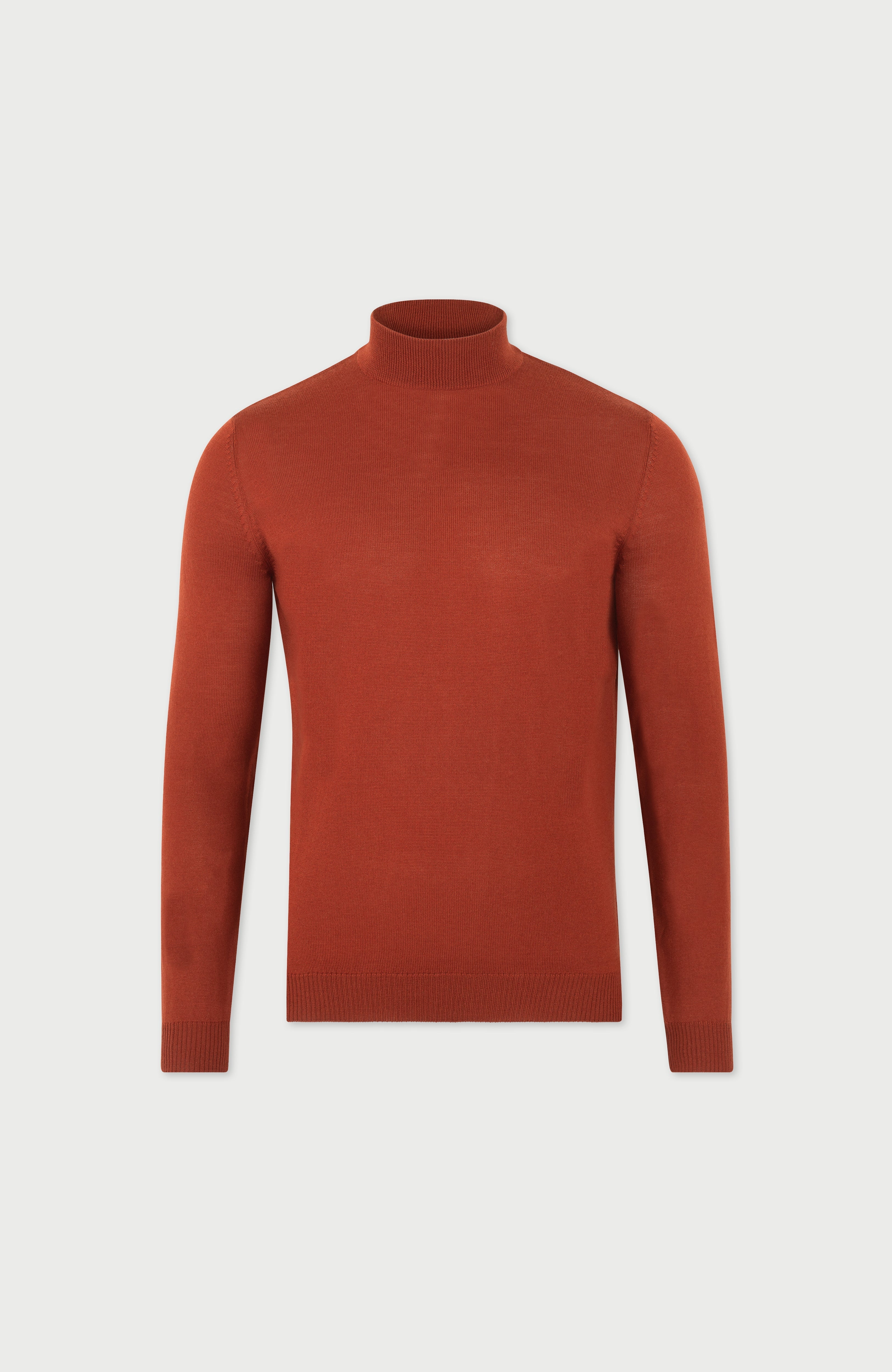 Mens Extra Fine Merino Wool Mock Turtleneck Jumper