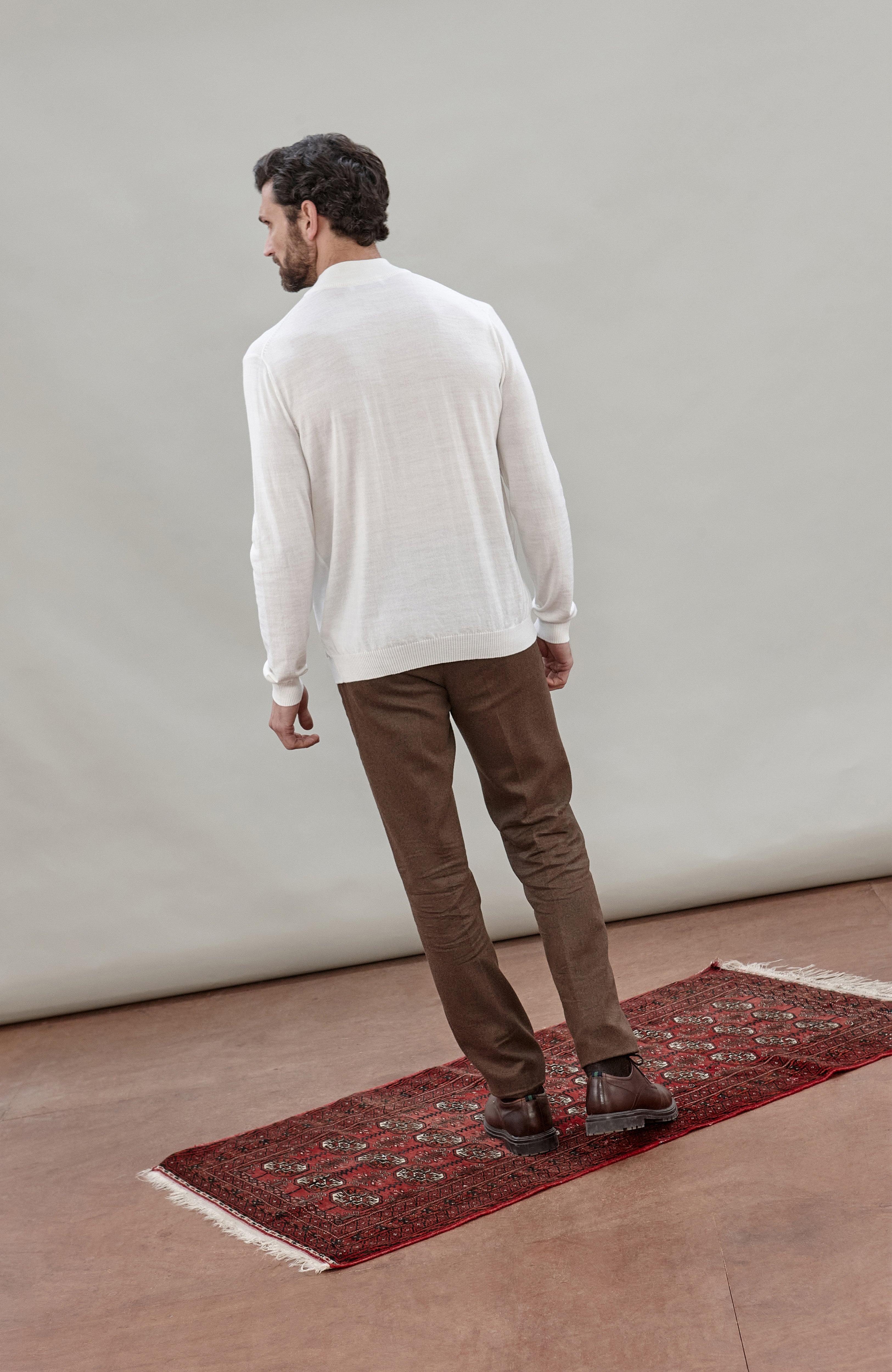 Mens Extra Fine Merino Wool Mock Turtleneck Jumper