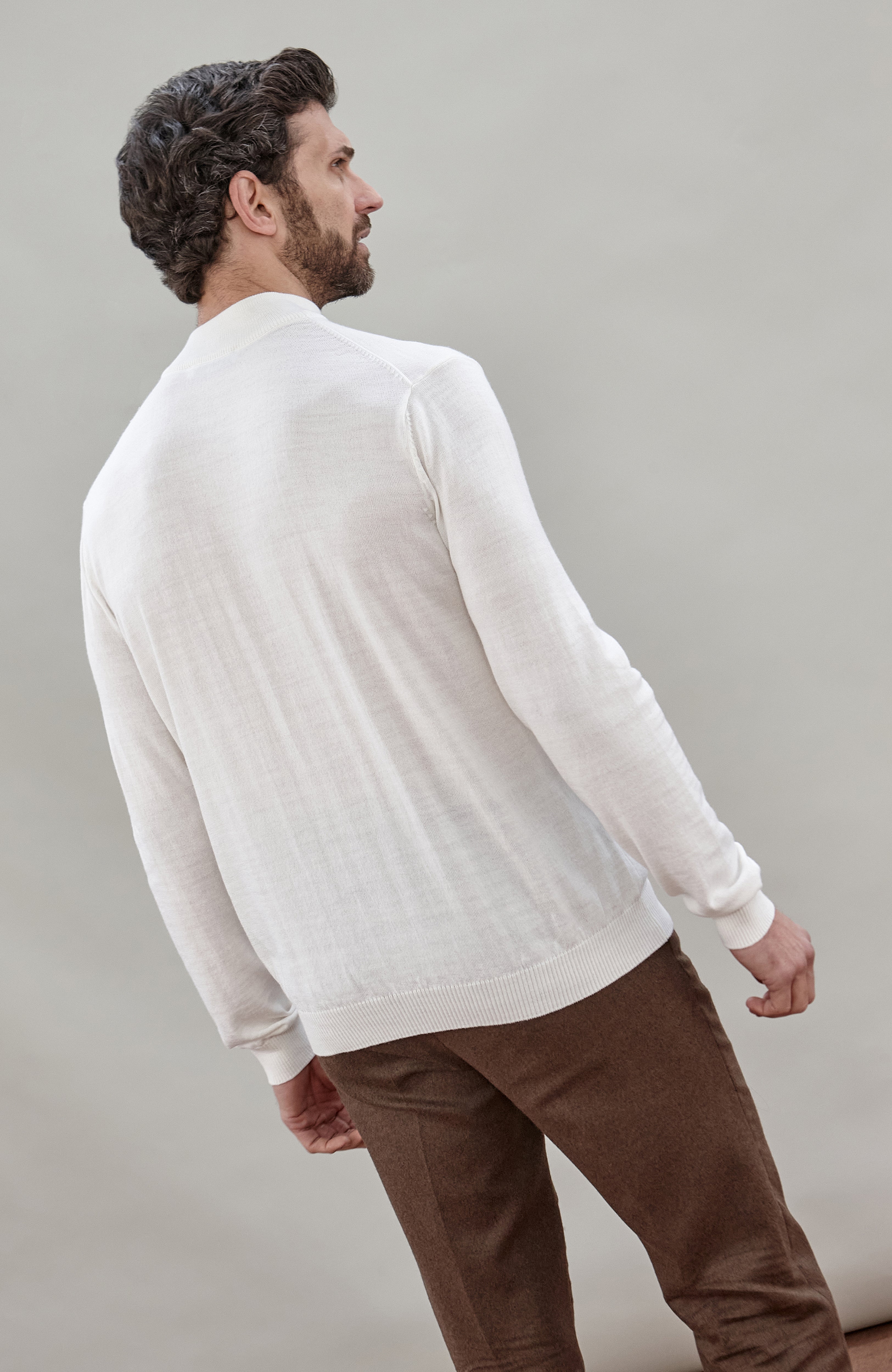 Mens Extra Fine Merino Wool Mock Turtleneck Jumper