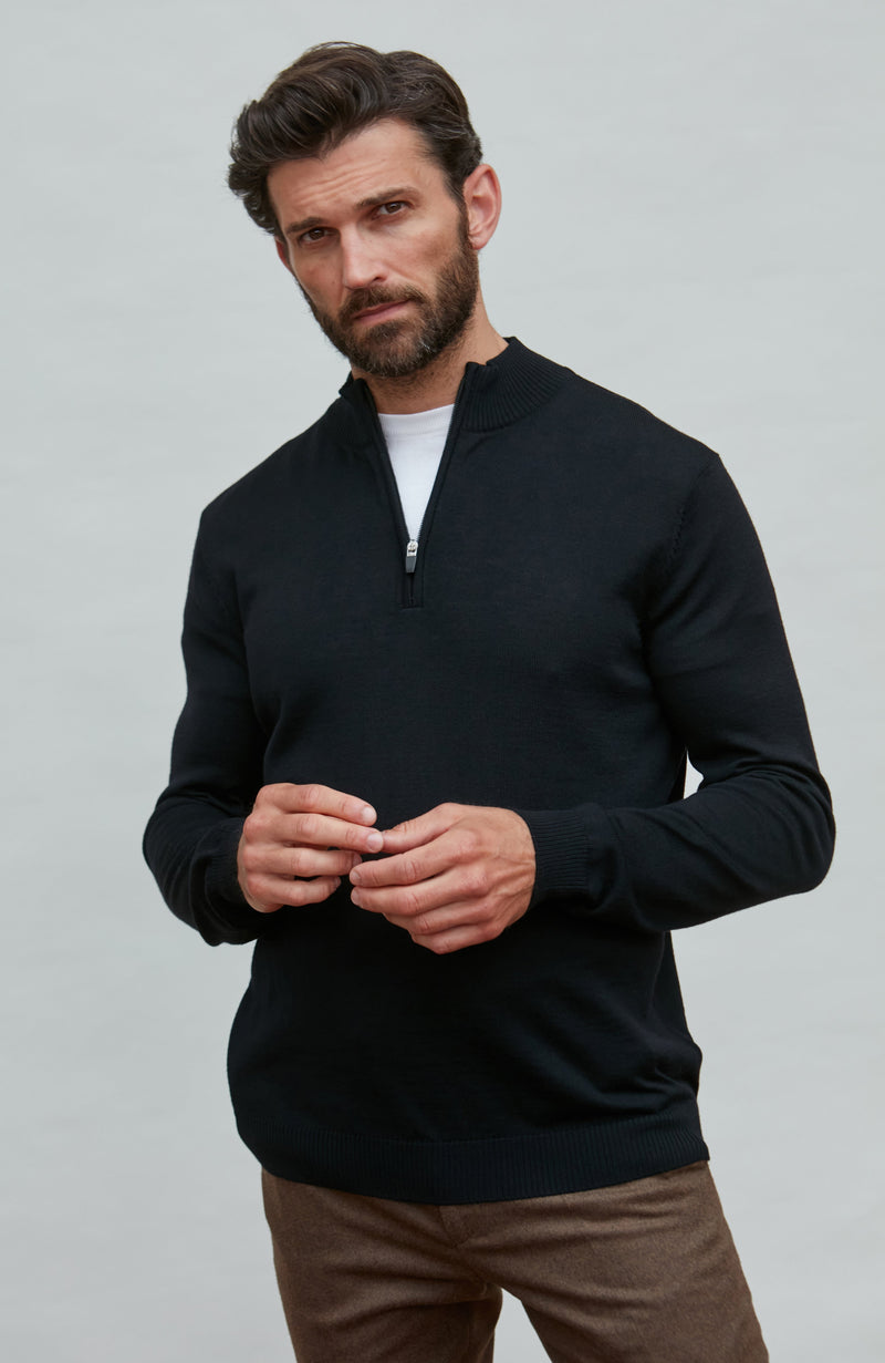 Mens Extra Fine Merino Wool Quarter Zip Jumper
