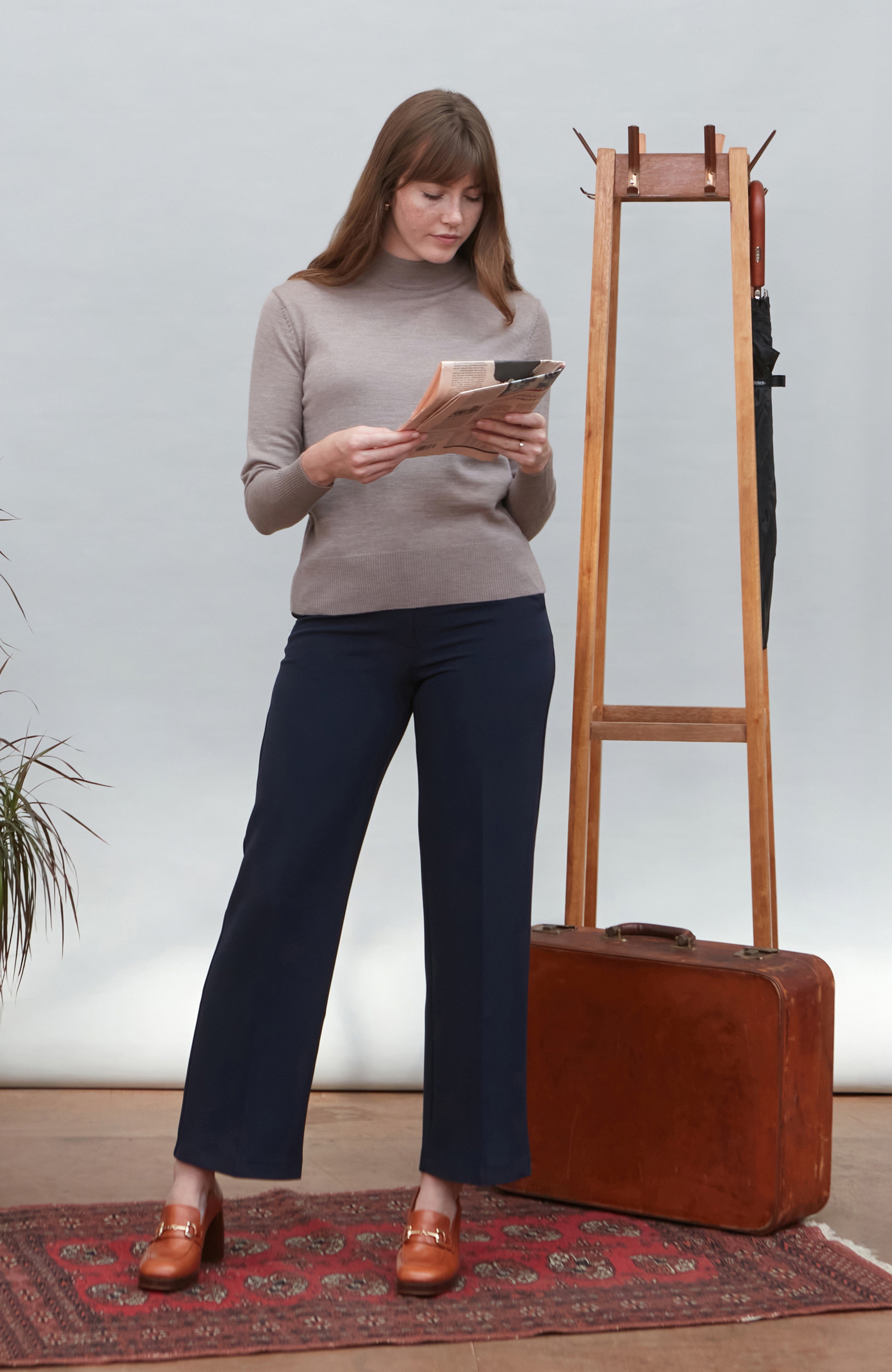 Womens Pure Extra Fine Merino Wool Mock Neck Jumper