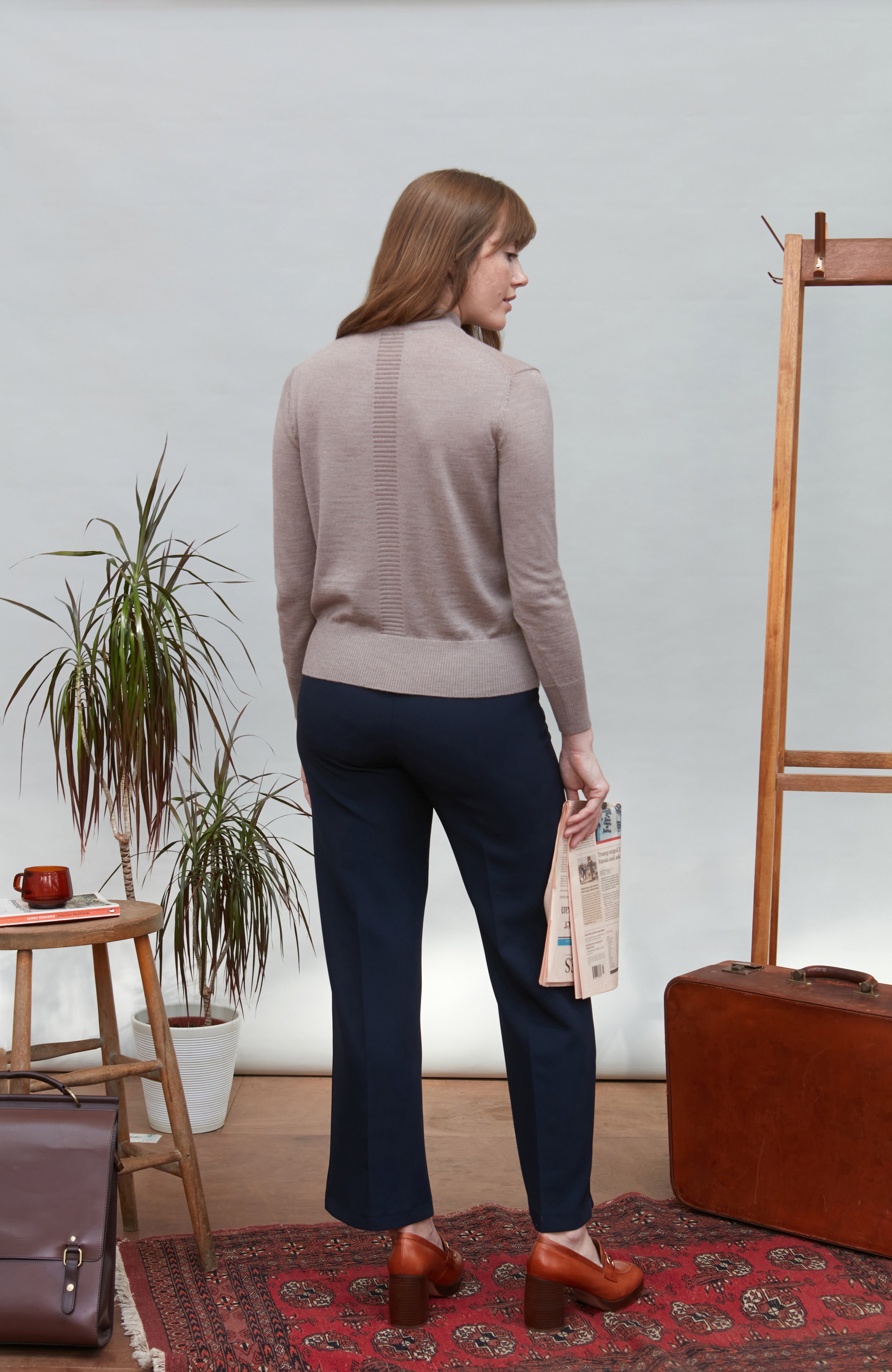 Womens Pure Extra Fine Merino Wool Mock Neck Jumper