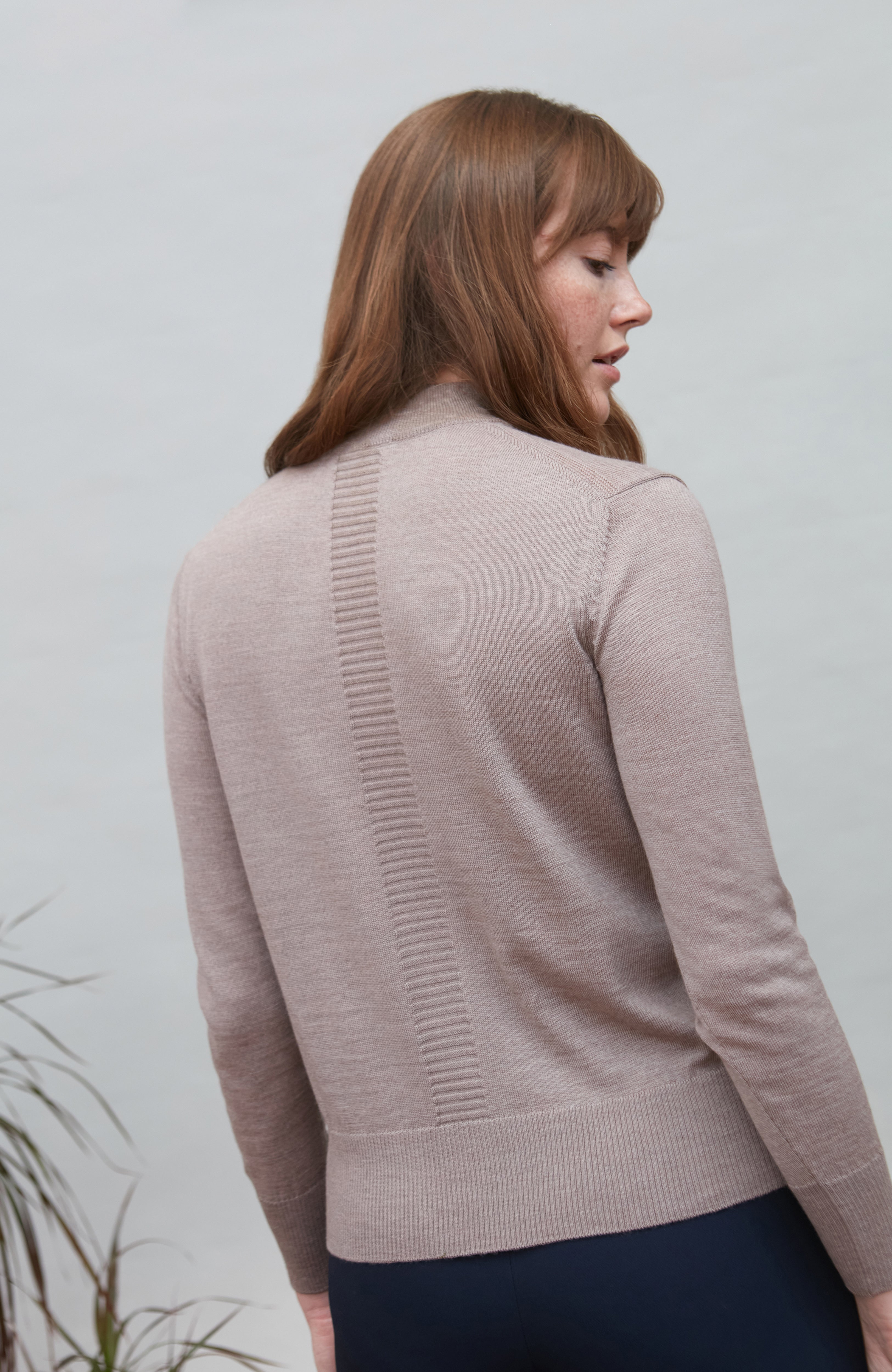 Womens Pure Extra Fine Merino Wool Mock Neck Jumper