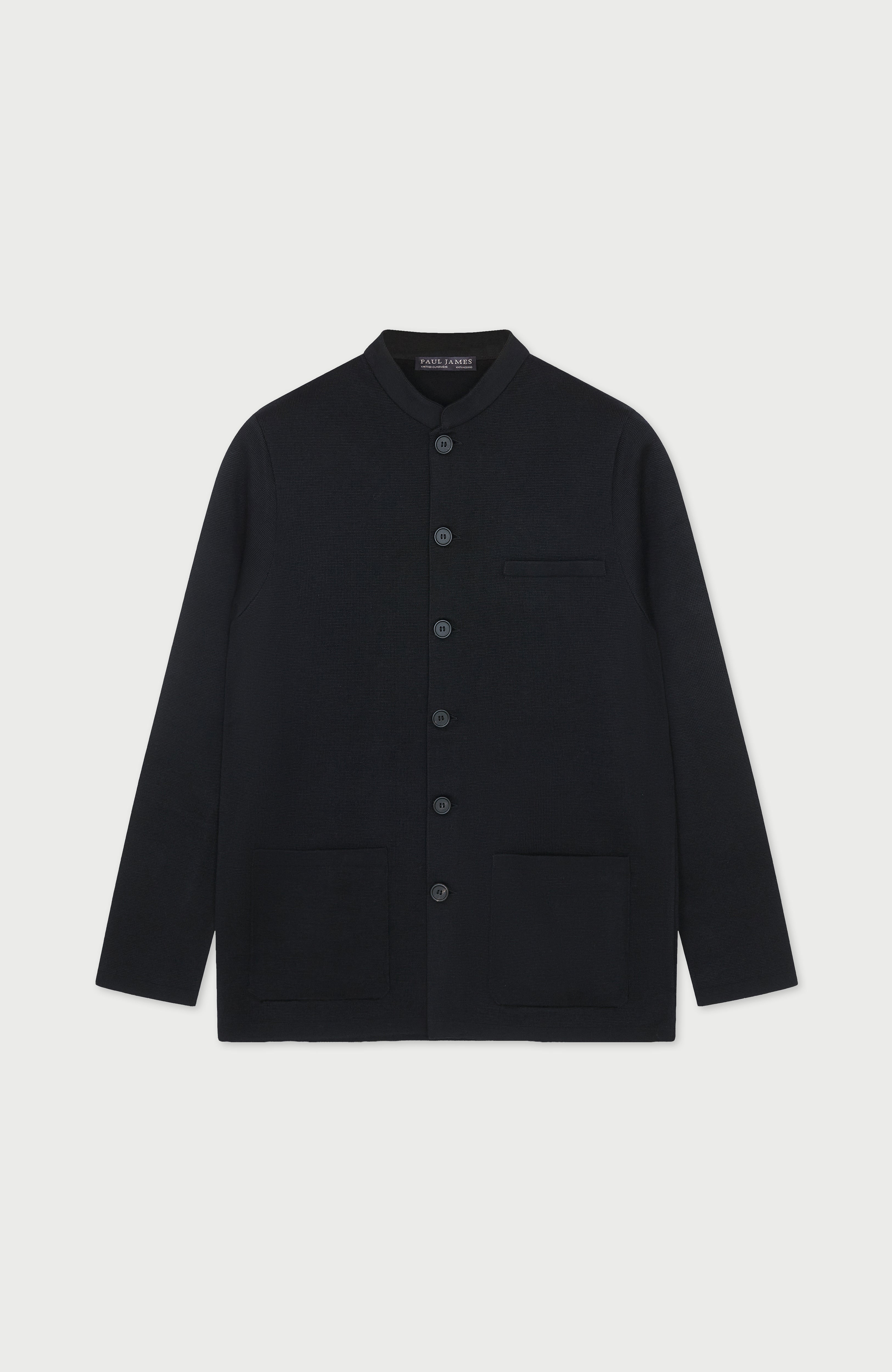 Mens Extra Fine Merino Wool Knitted Nehru Jacket