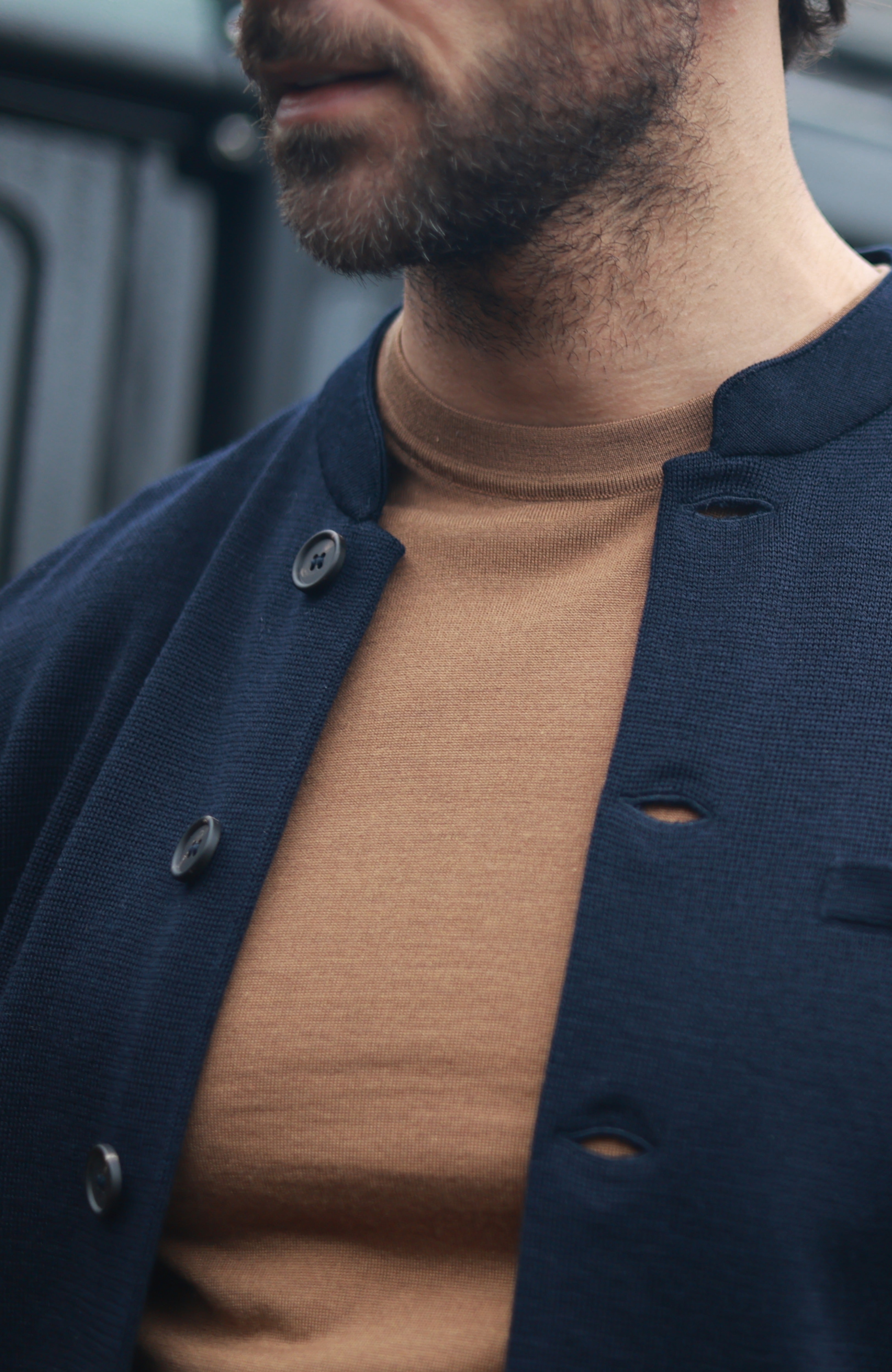 Mens Extra Fine Merino Wool Knitted Nehru Jacket