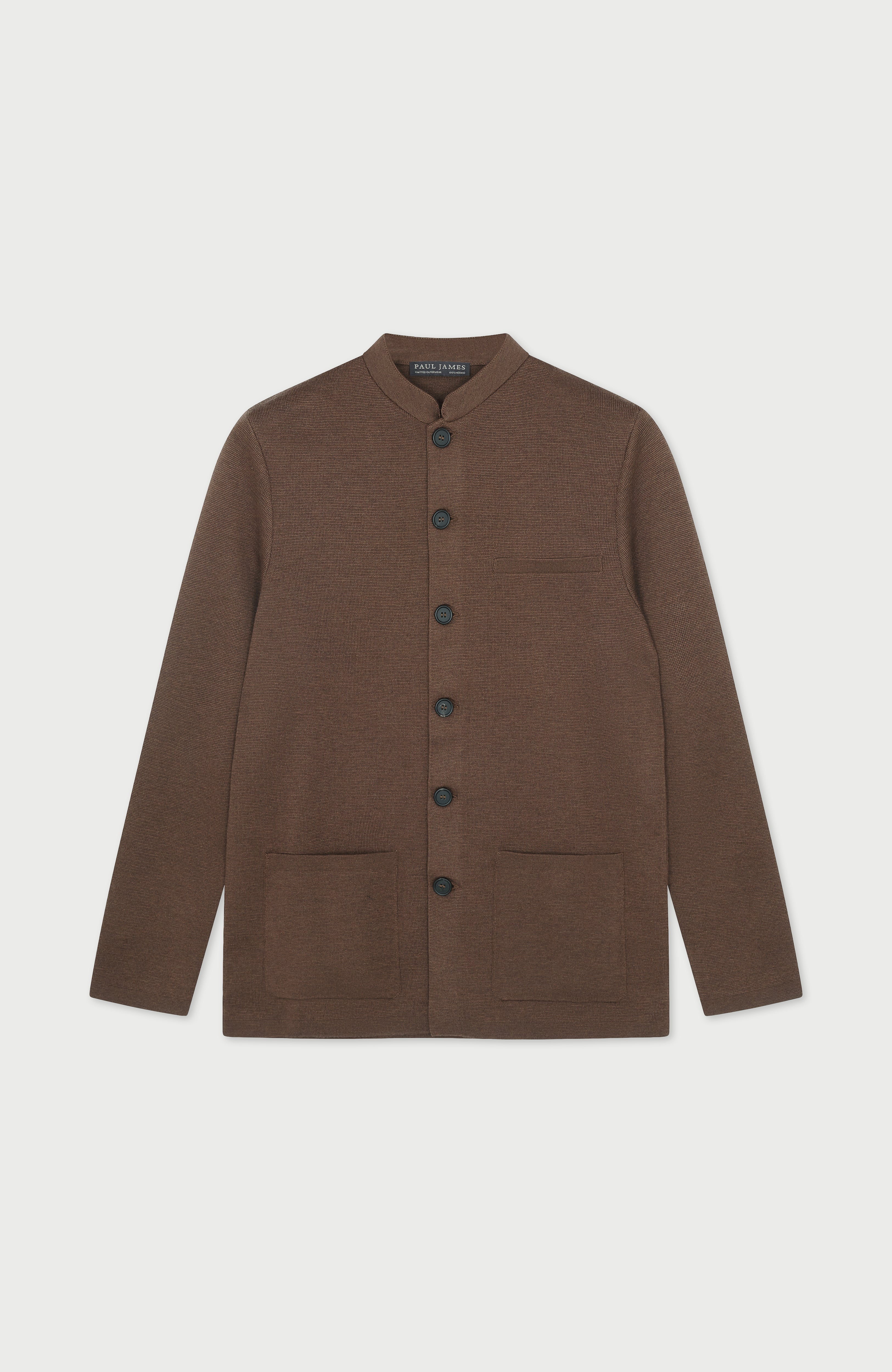 Mens Extra Fine Merino Wool Knitted Nehru Jacket