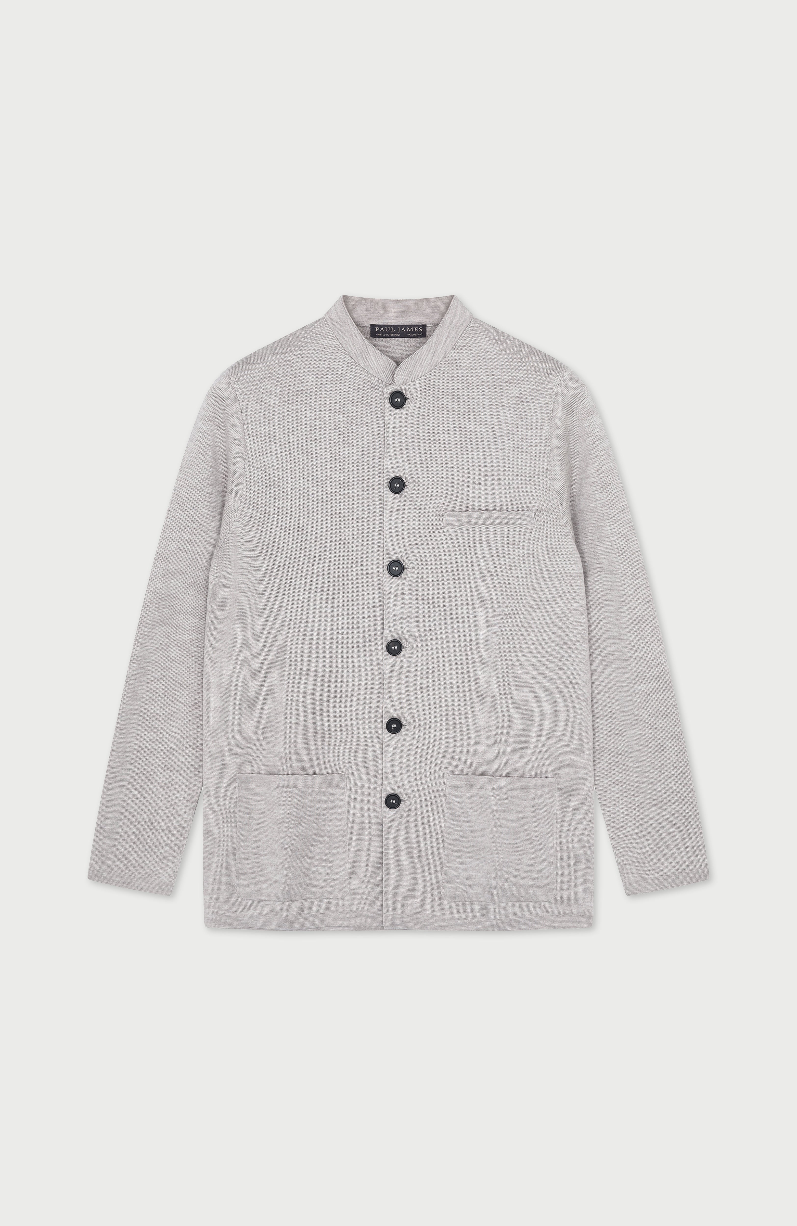 Mens Extra Fine Merino Wool Knitted Nehru Jacket