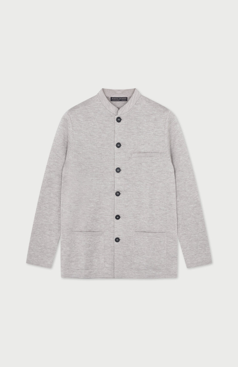Mens Extra Fine Merino Wool Knitted Nehru Jacket