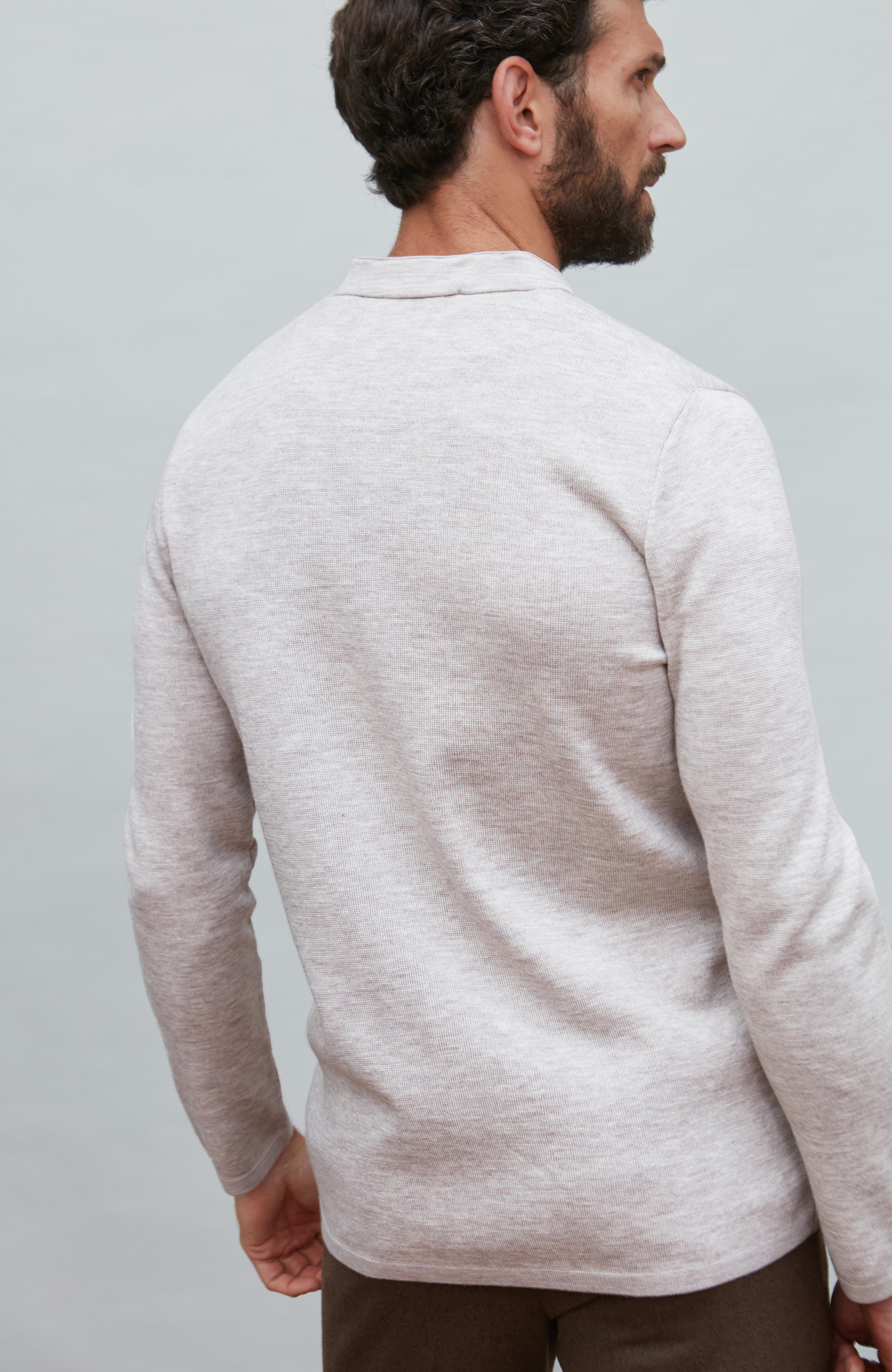 Mens Extra Fine Merino Wool Knitted Nehru Jacket