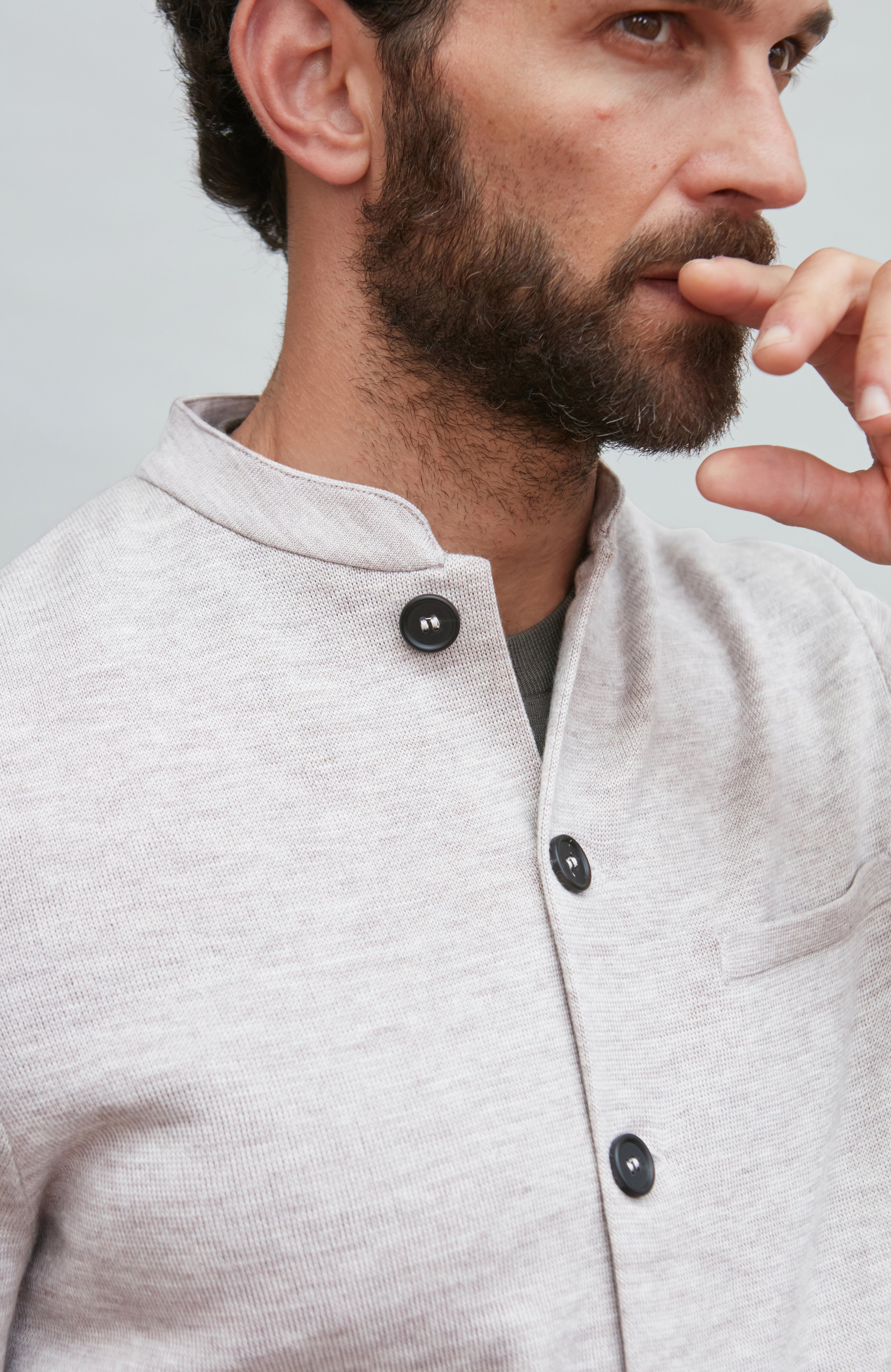 Mens Extra Fine Merino Wool Knitted Nehru Jacket