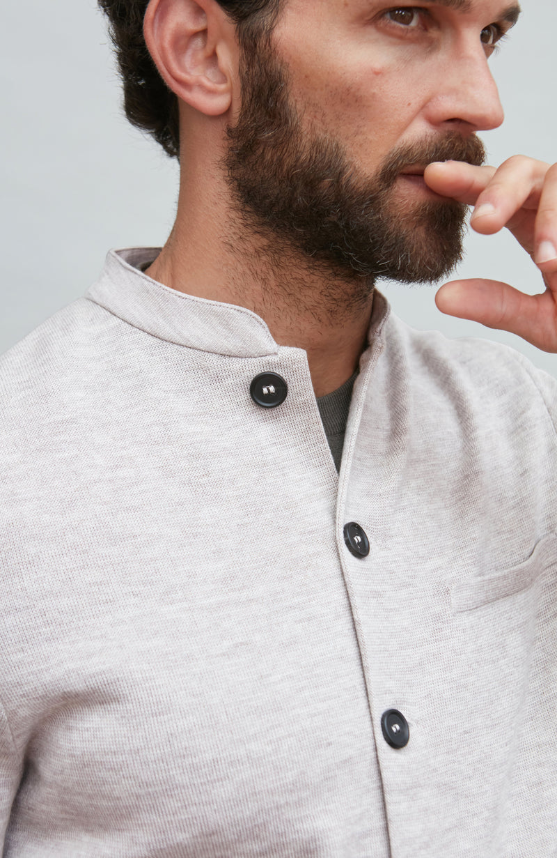 Mens Extra Fine Merino Wool Knitted Nehru Jacket