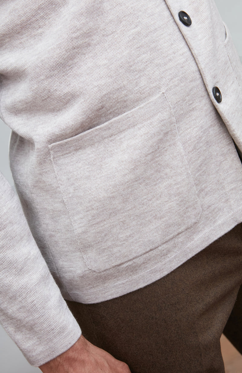 Mens Extra Fine Merino Wool Knitted Nehru Jacket