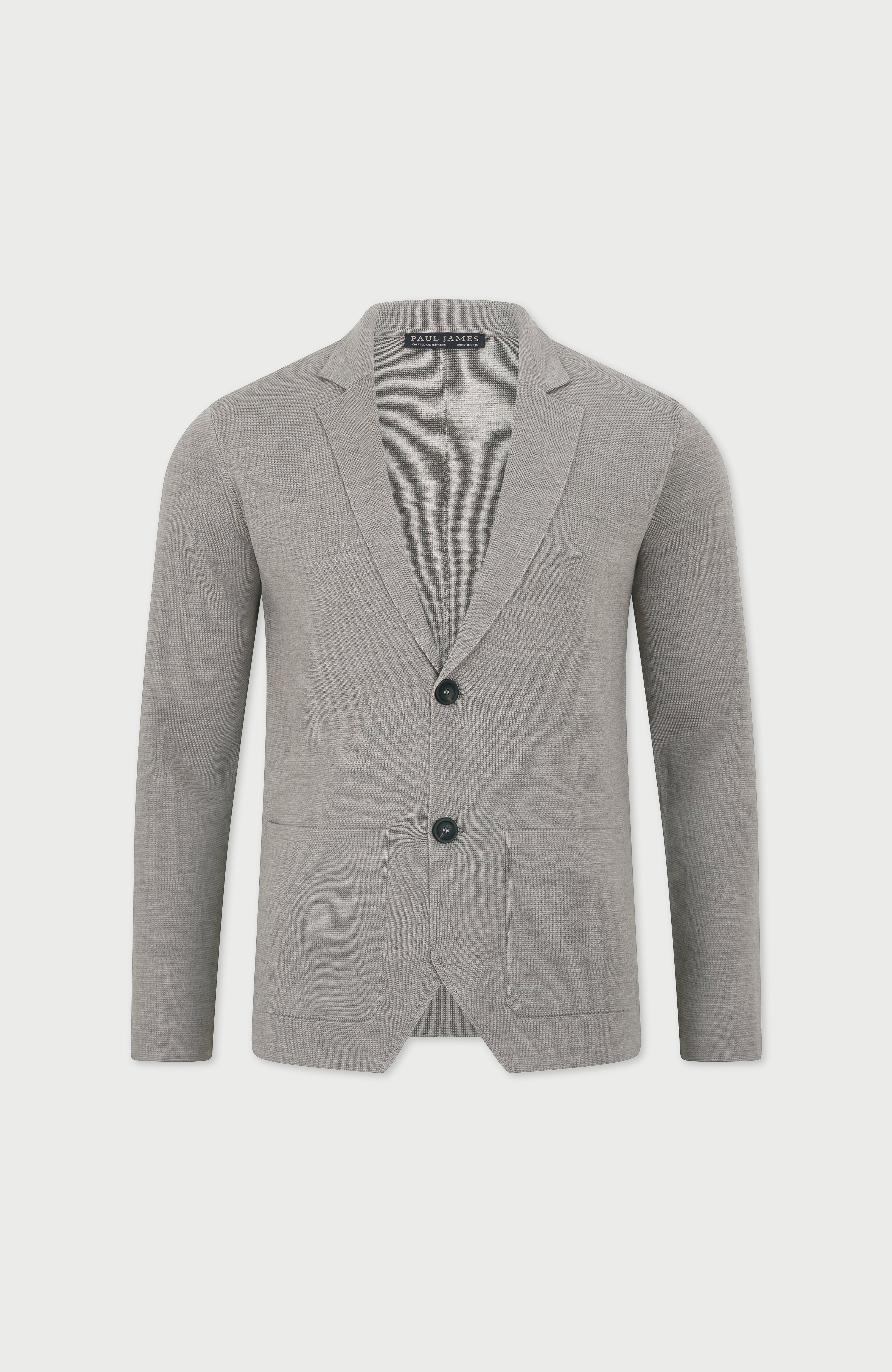 Mens Lightweight Extra Fine Merino Wool Knitted Blazer