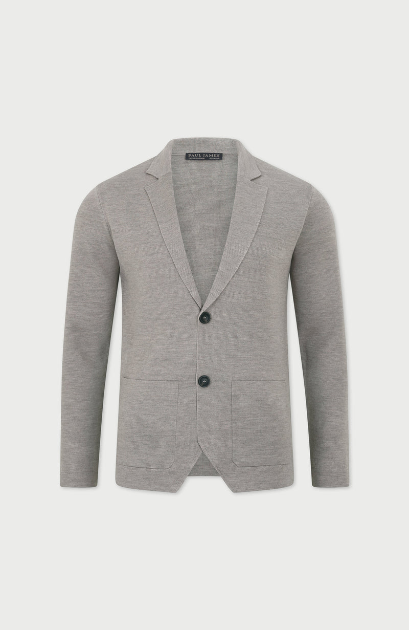 Mens Lightweight Extra Fine Merino Wool Knitted Blazer