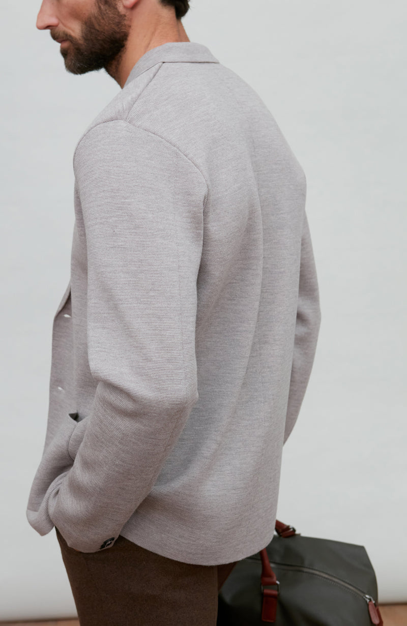Mens Lightweight Extra Fine Merino Wool Knitted Blazer