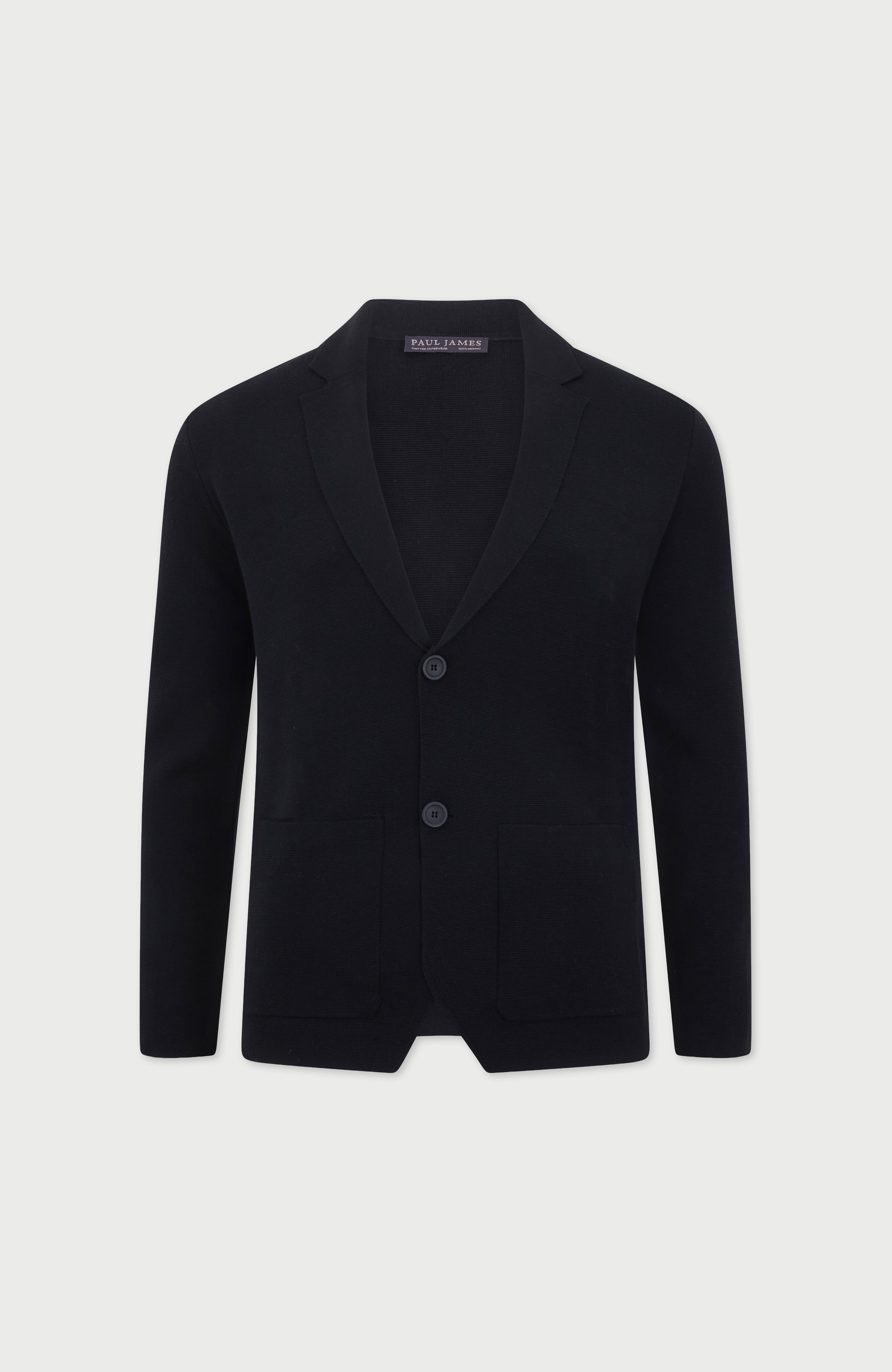 Mens Lightweight Extra Fine Merino Wool Knitted Blazer
