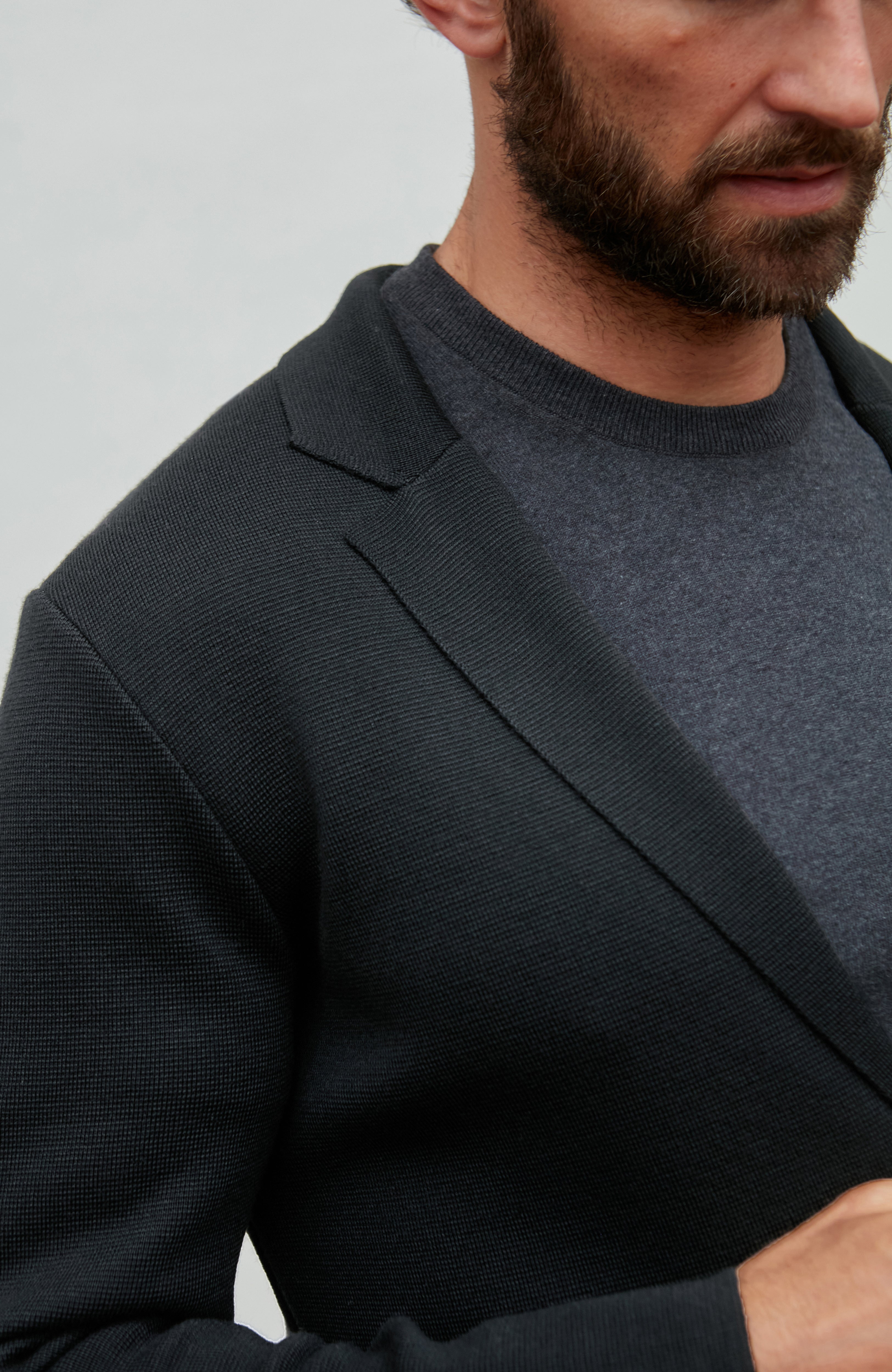 Mens Lightweight Extra Fine Merino Wool Knitted Blazer