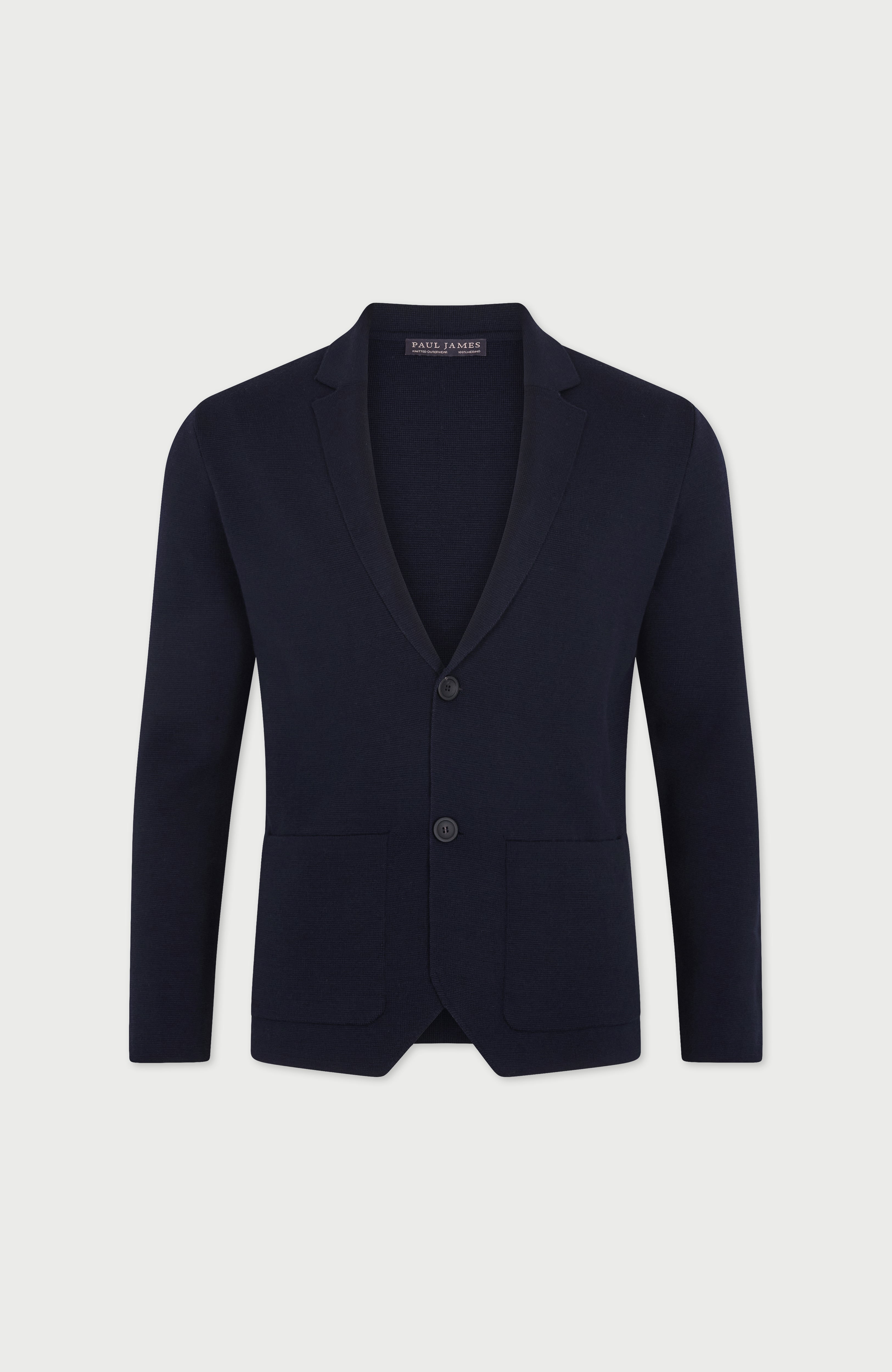 Mens Lightweight Extra Fine Merino Wool Knitted Blazer