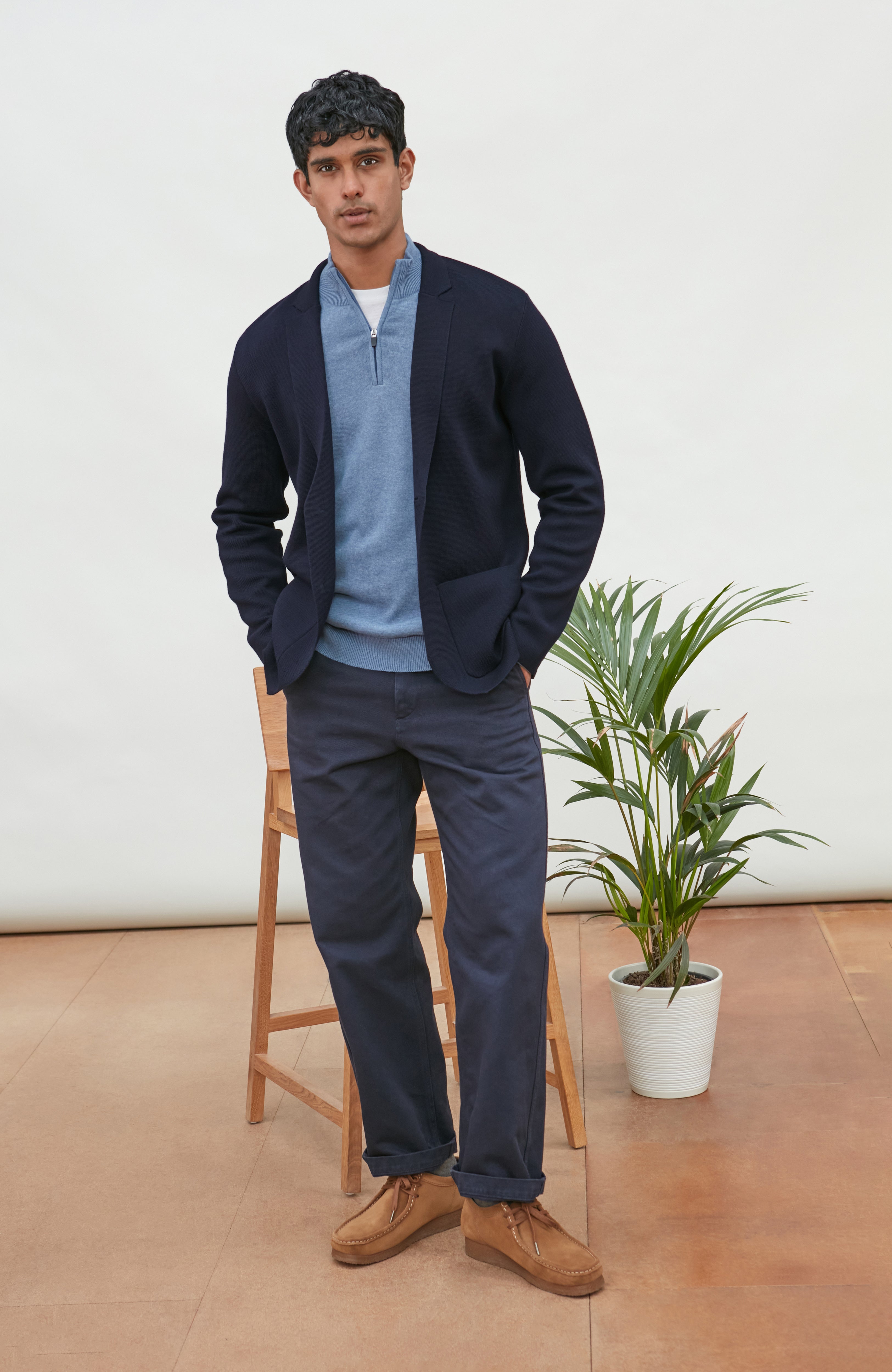 Mens Lightweight Extra Fine Merino Wool Knitted Blazer