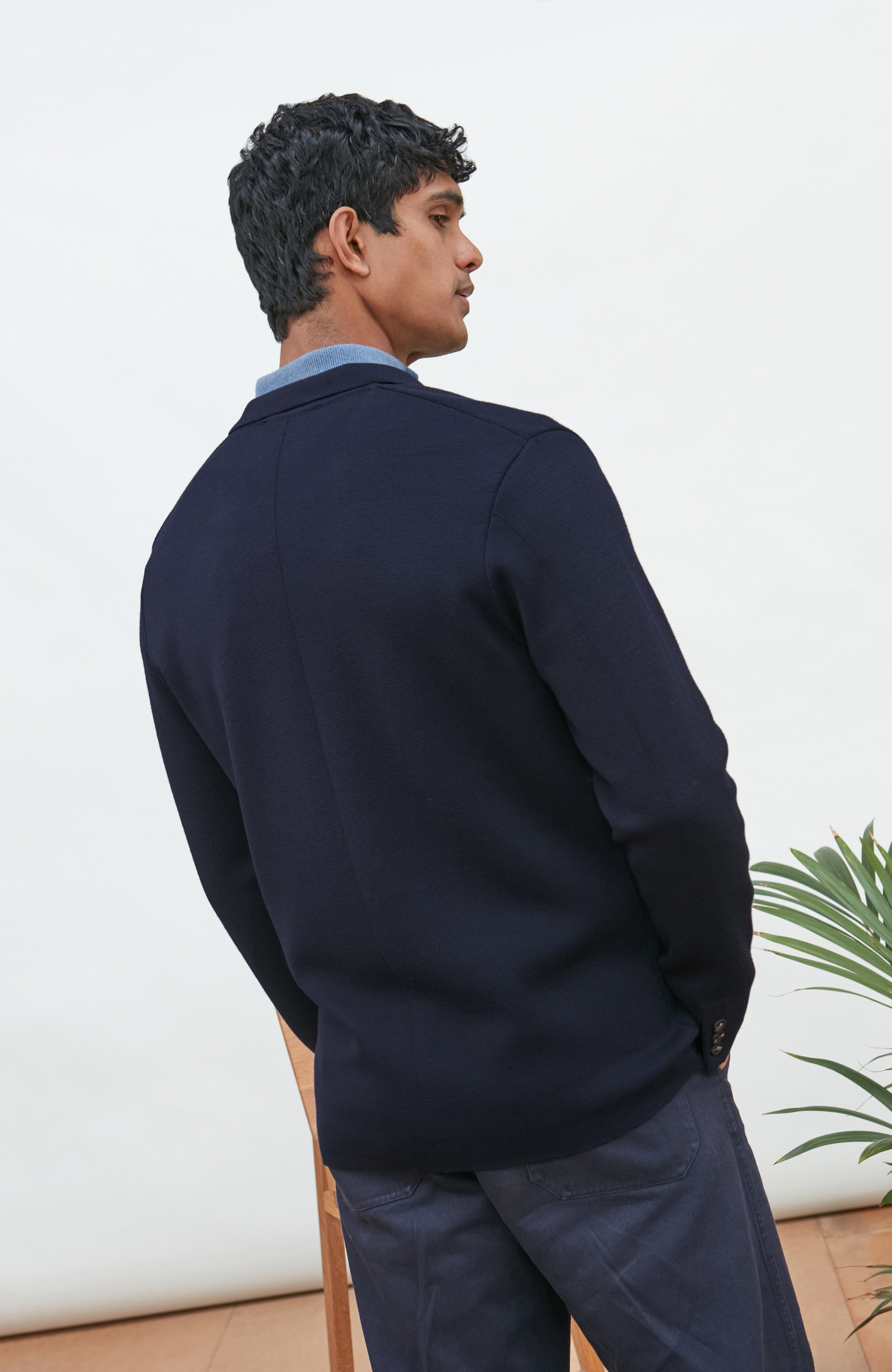 Mens Lightweight Extra Fine Merino Wool Knitted Blazer