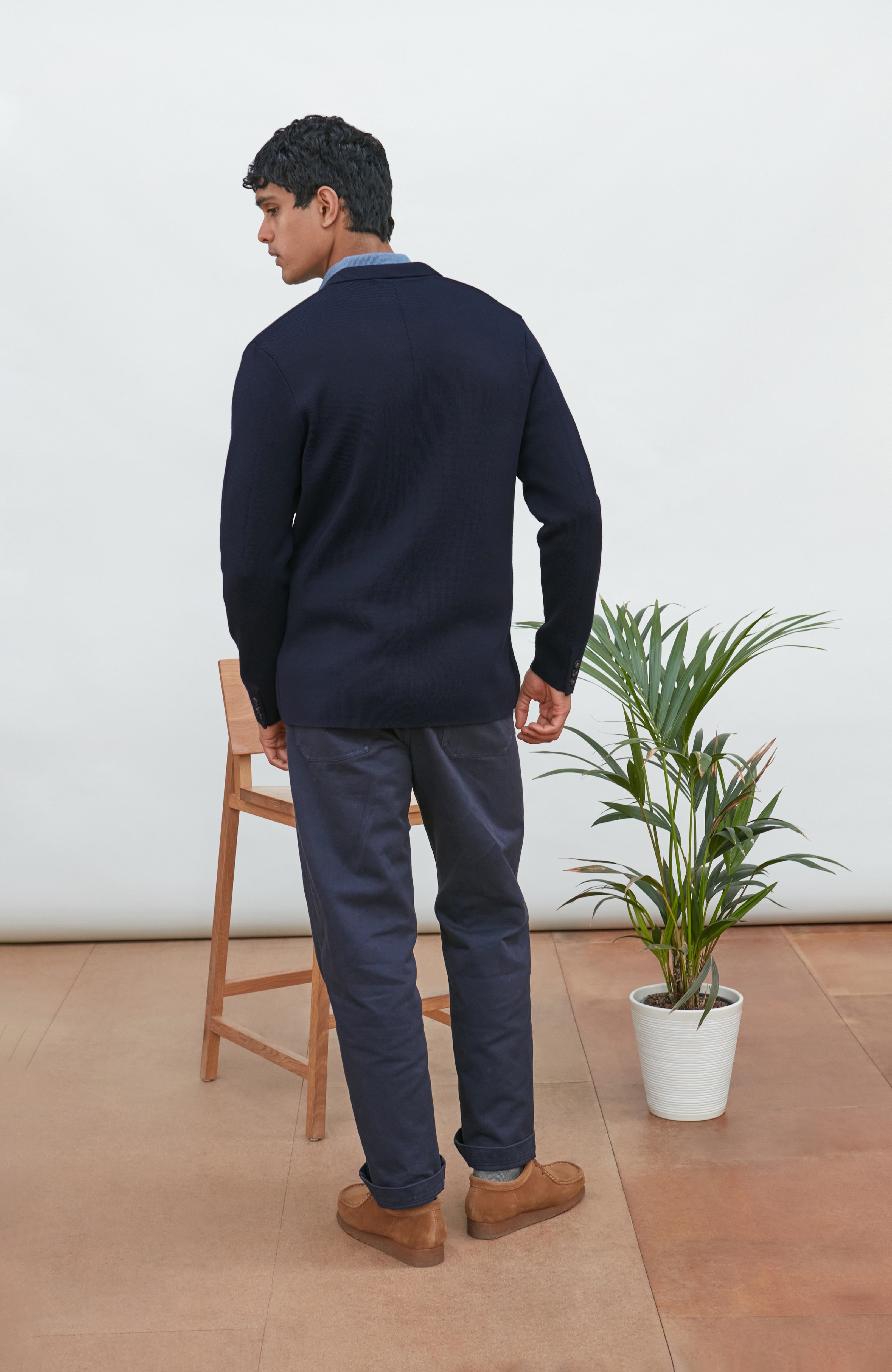 Mens Lightweight Extra Fine Merino Wool Knitted Blazer