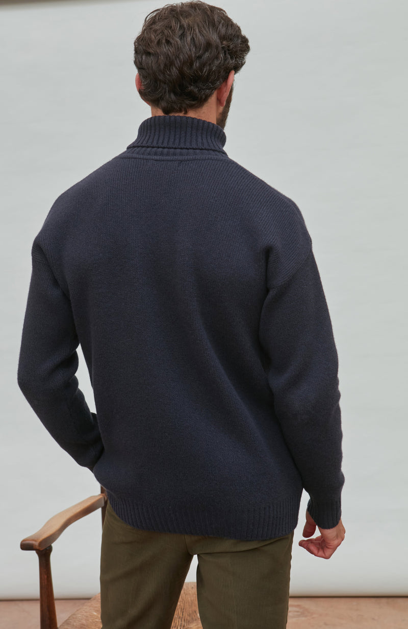 Mens Merino Cashmere Submariner Roll Neck Jumper