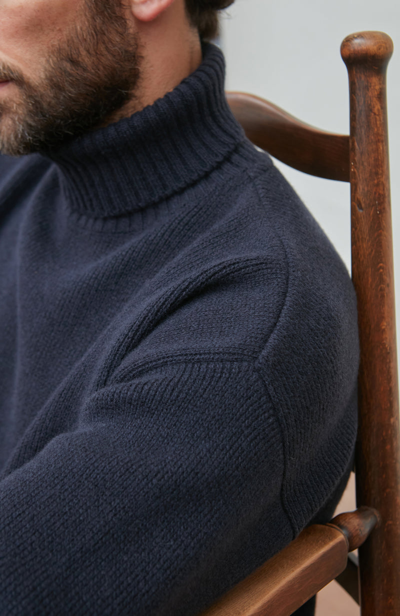 Mens Merino Cashmere Submariner Roll Neck Jumper