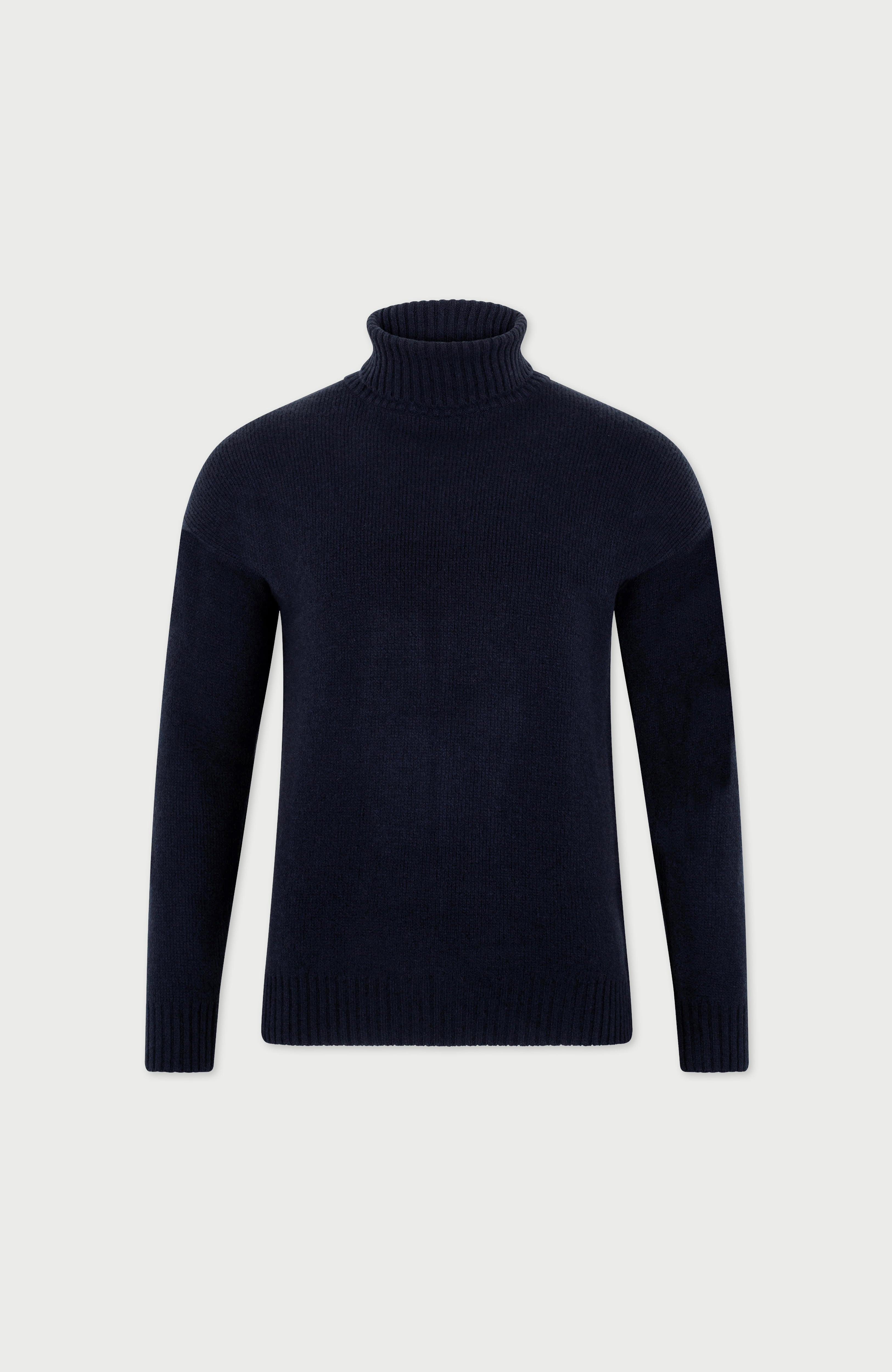 Mens Merino Cashmere Submariner Roll Neck Jumper