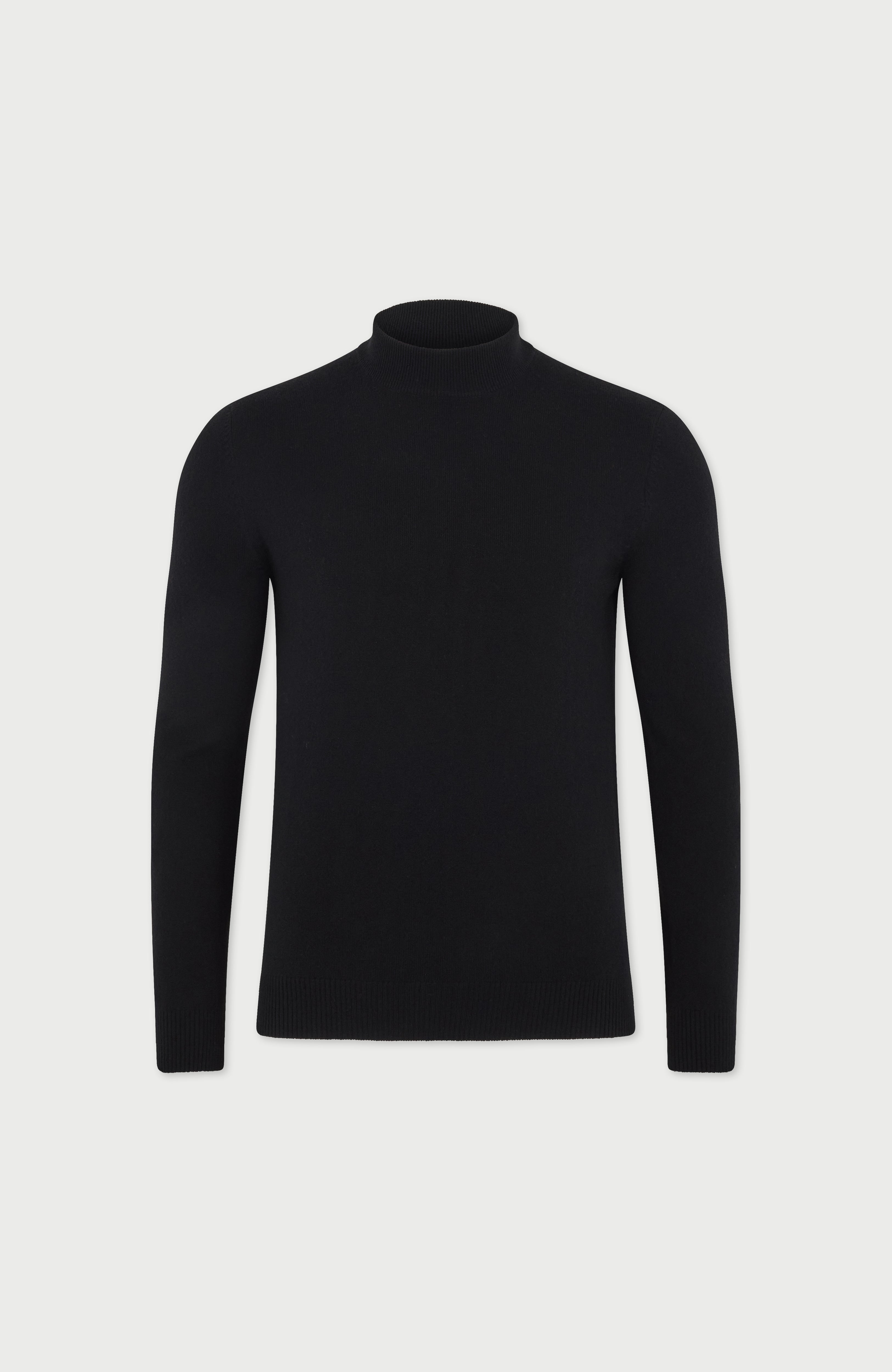 Mens Lightweight Merino Cashmere Mock Turtle Neck Jumper