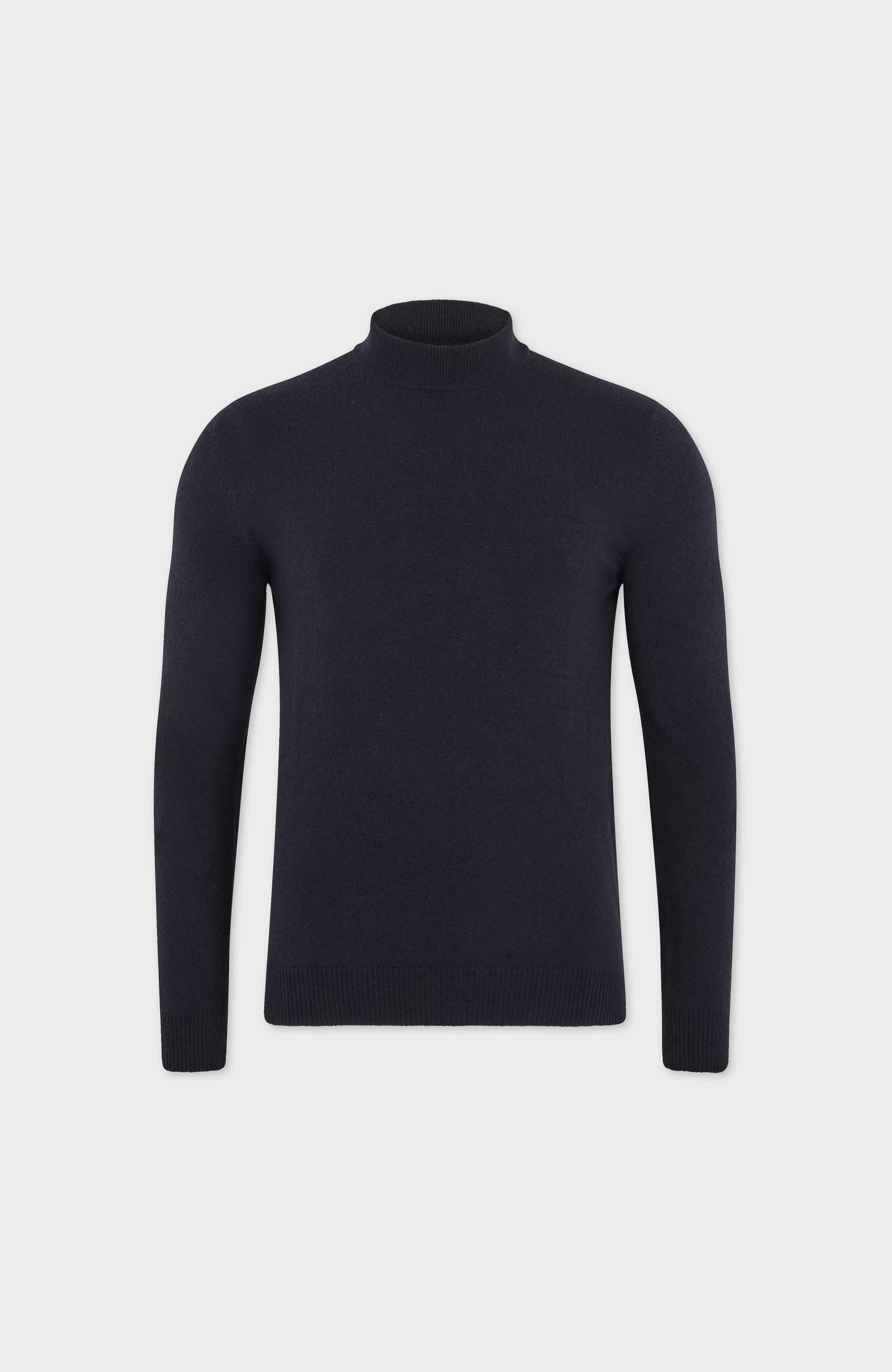 Mens Lightweight Merino Cashmere Mock Turtle Neck Jumper