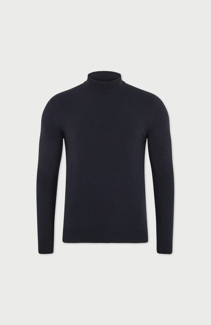 Mens Lightweight Merino Cashmere Mock Turtle Neck Jumper