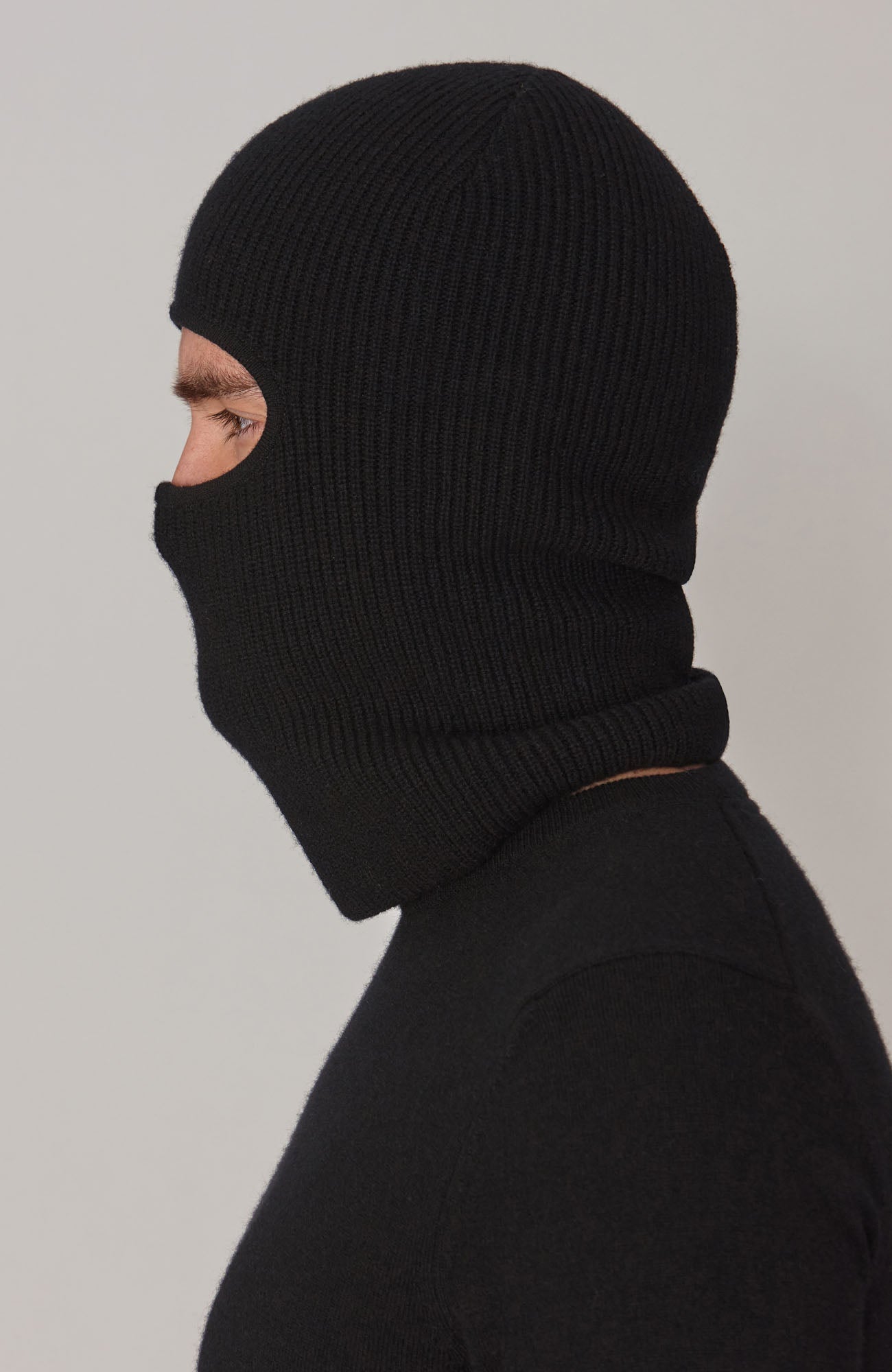 Merino Cashmere Fisherman Rib Balaclava