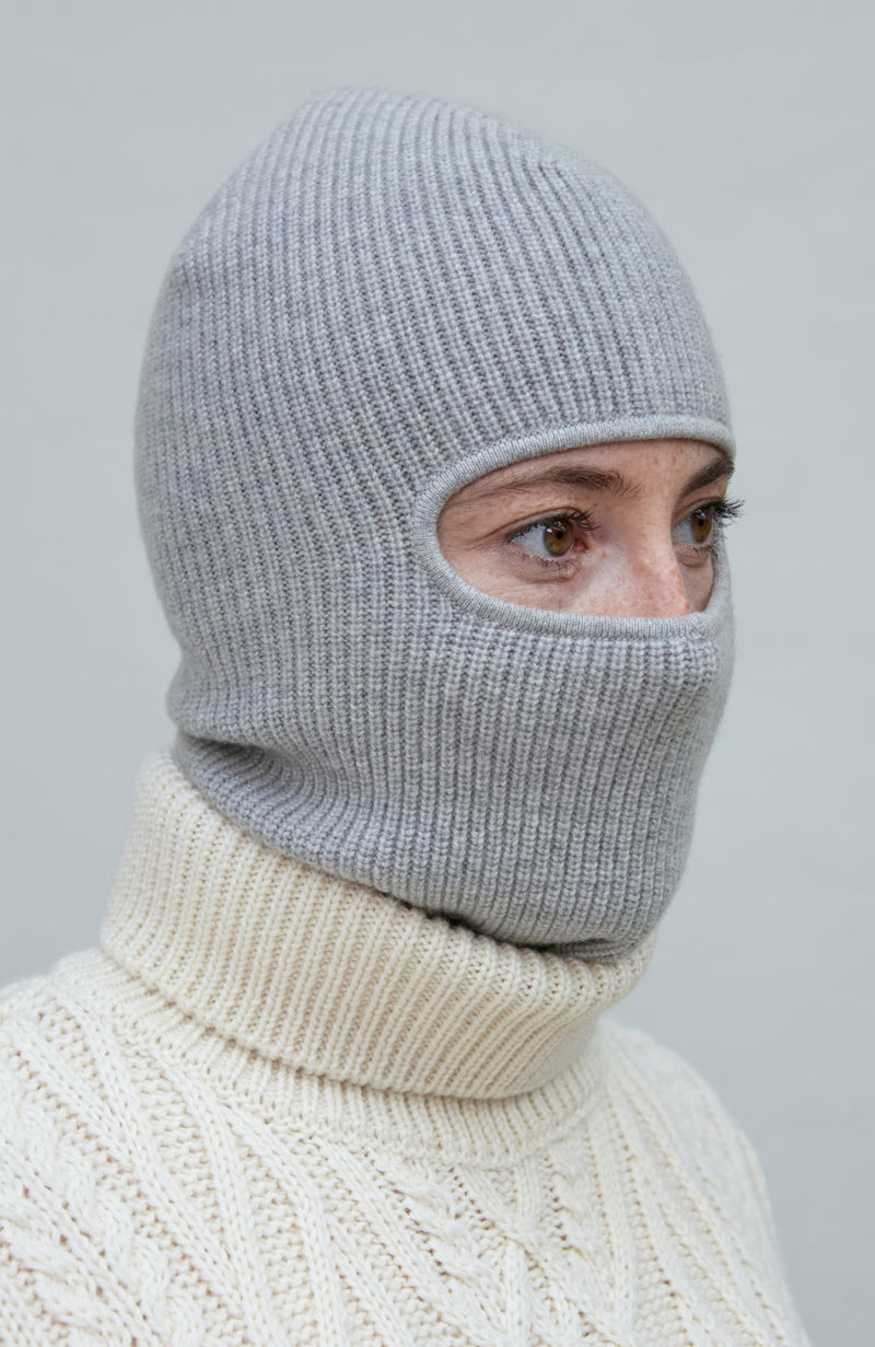 Merino Cashmere Fisherman Rib Balaclava