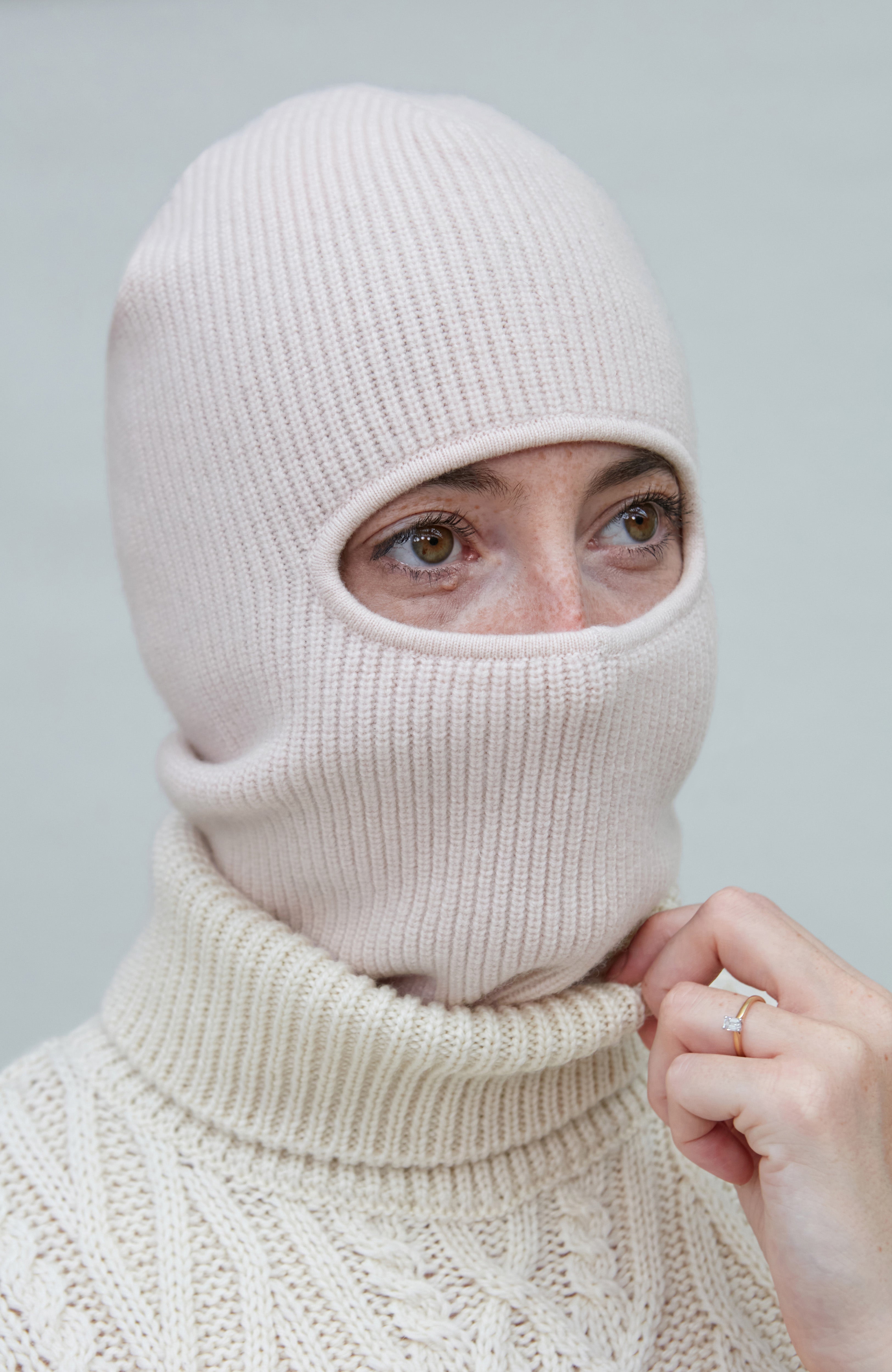 Merino Cashmere Fisherman Rib Balaclava