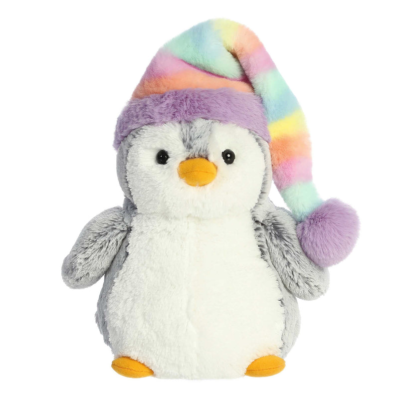 '- PomPom Penguin - 9" Pom Pom Rainbow Hat