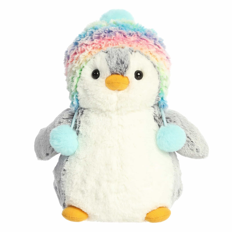 '- PomPom Penguin - 9" Pompom Rainbow Beanie