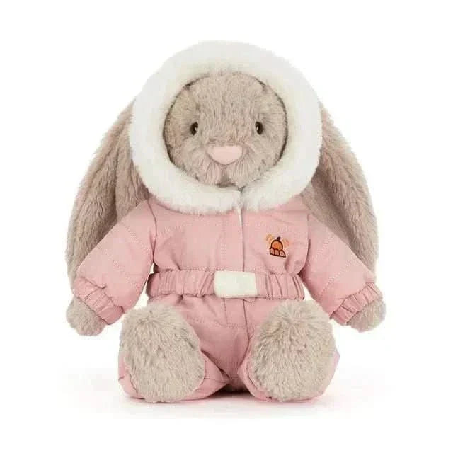 Plush Bunny with Pink Snowsuit – Soft Cuddly Toy, 12 in