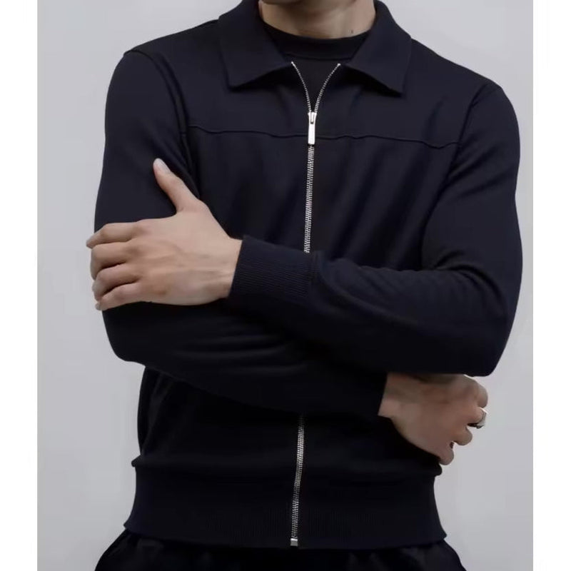 Vento Men's Zip-Up Cardigan – Smart Casual Knit Sweater