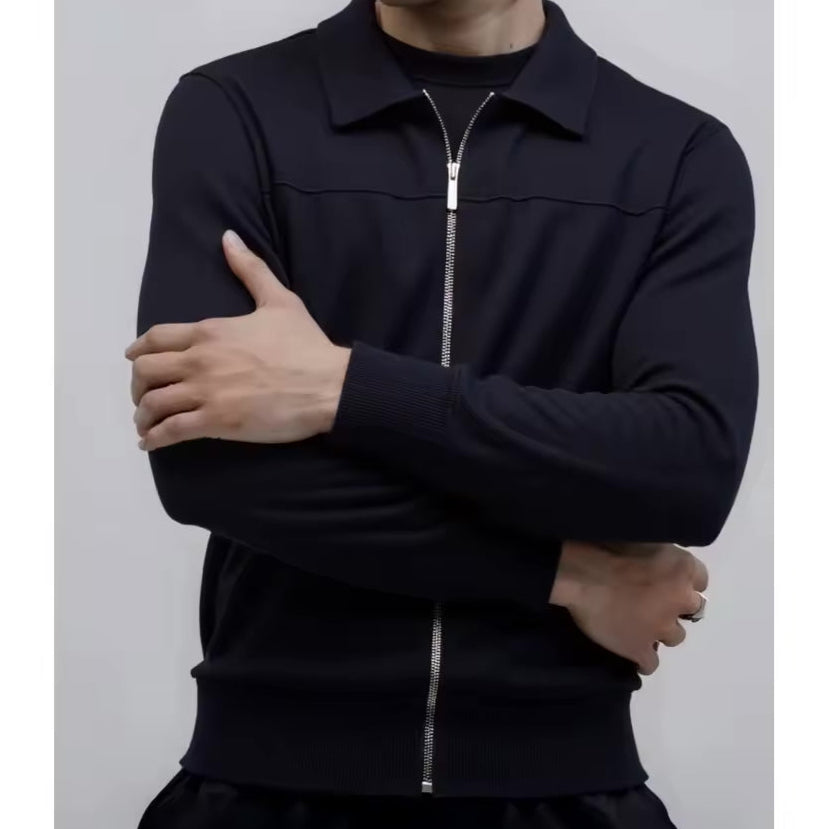 Vento Men's Zip-Up Cardigan – Smart Casual Knit Sweater