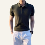 Men's Ribbed Knit Polo Shirt Bourton