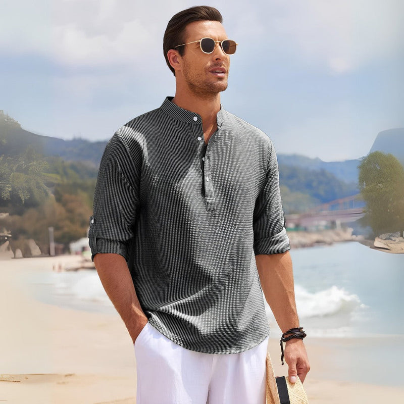 Structured Henley Shirt Refined Casual