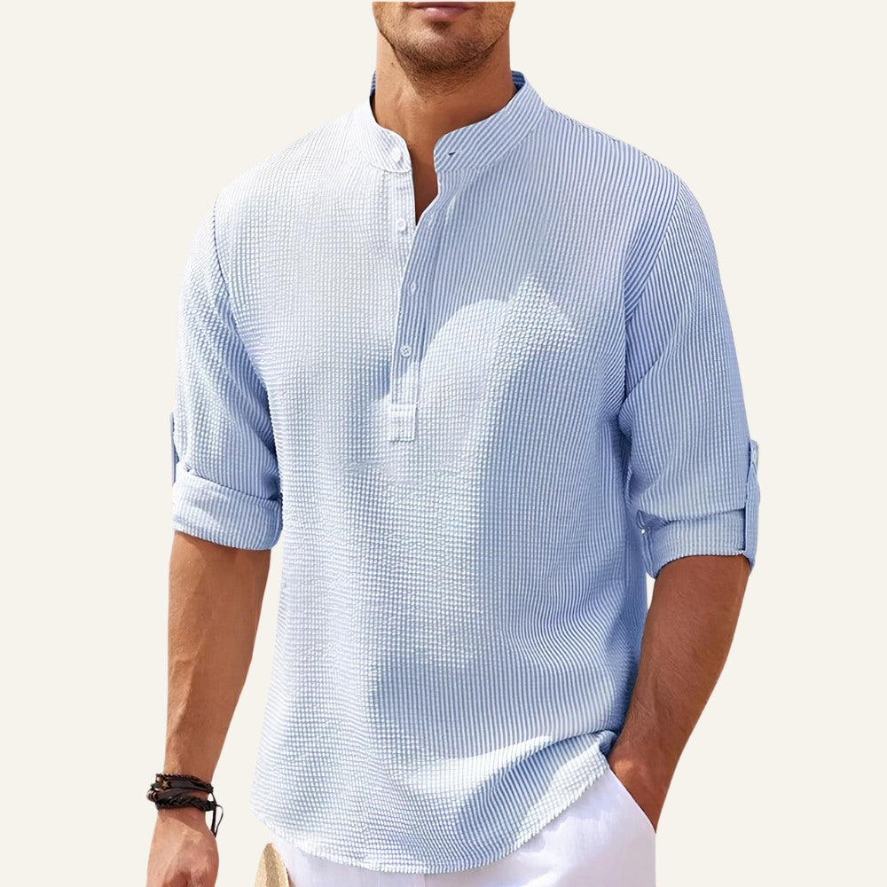 Structured Henley Shirt Refined Casual