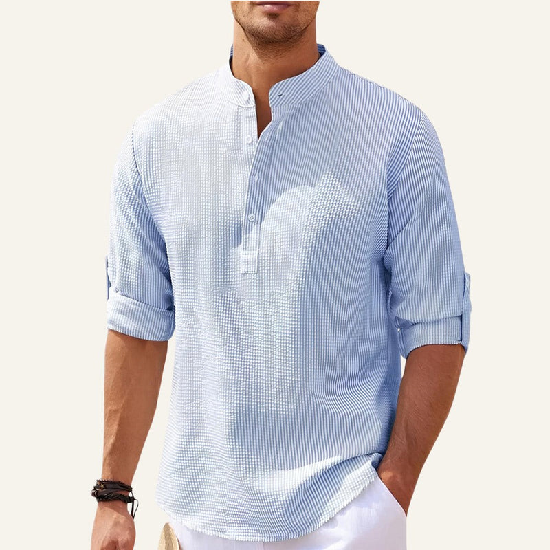 Structured Henley Shirt Refined Casual