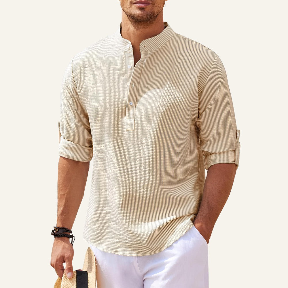 Structured Henley Shirt Refined Casual