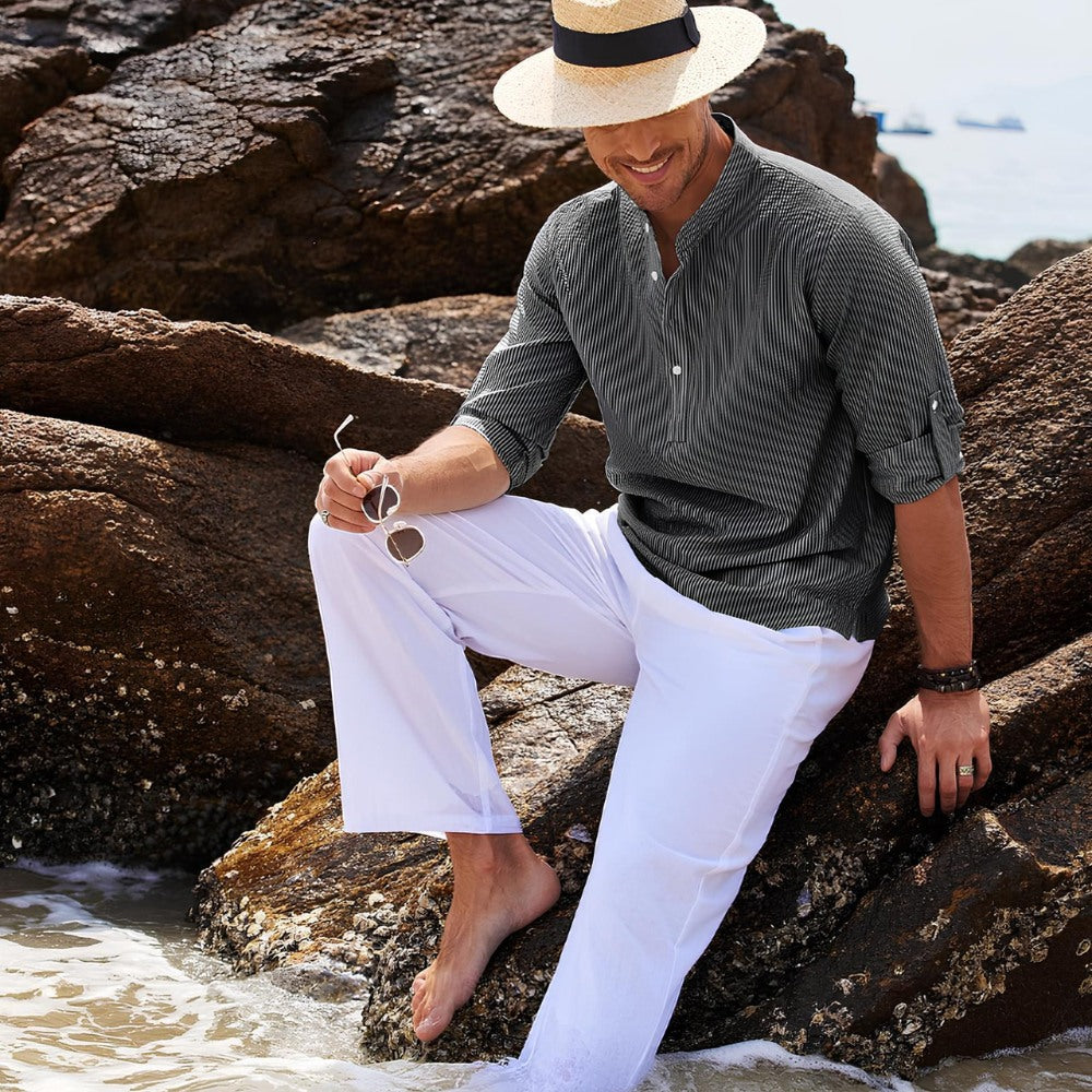 Structured Henley Shirt Refined Casual