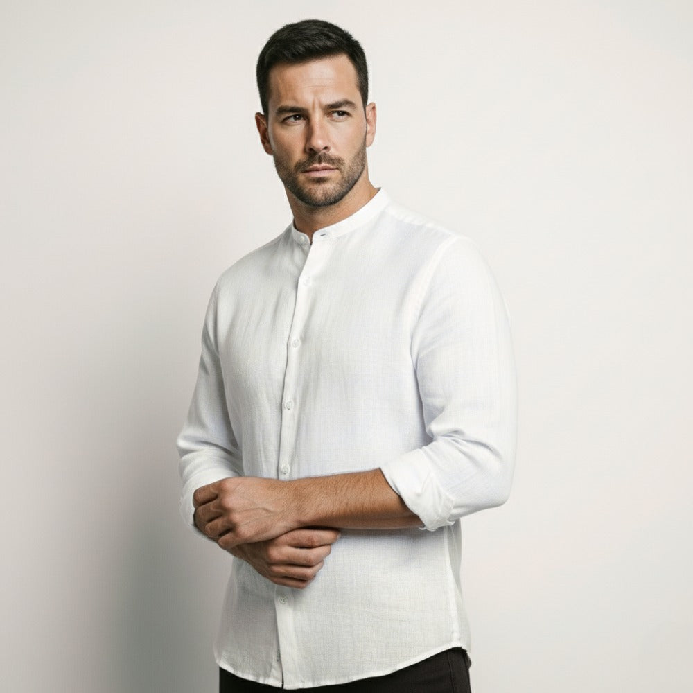 Linen Shirt Coastal Mandarin